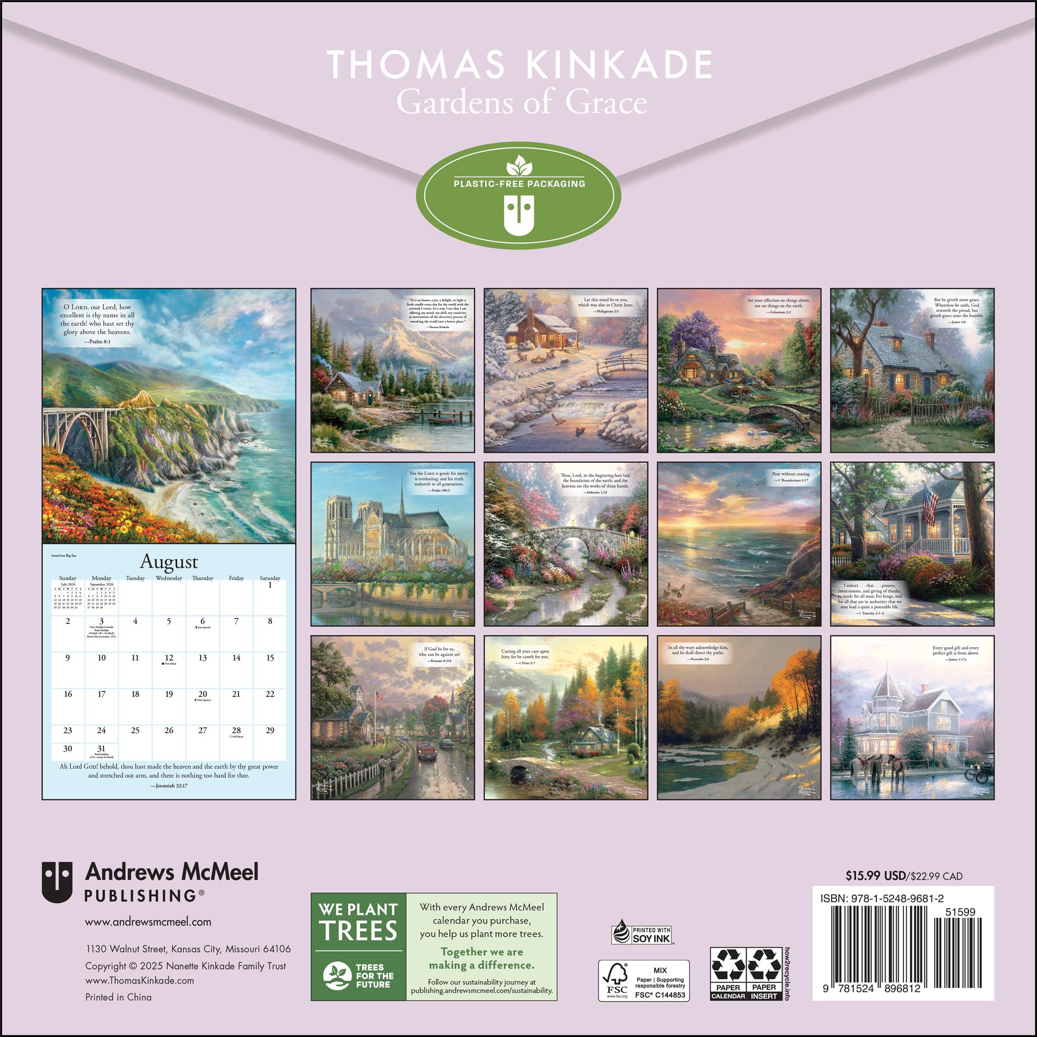 Kinkade Gardens Of Grace with Scripture 2026 Wall Calendar
