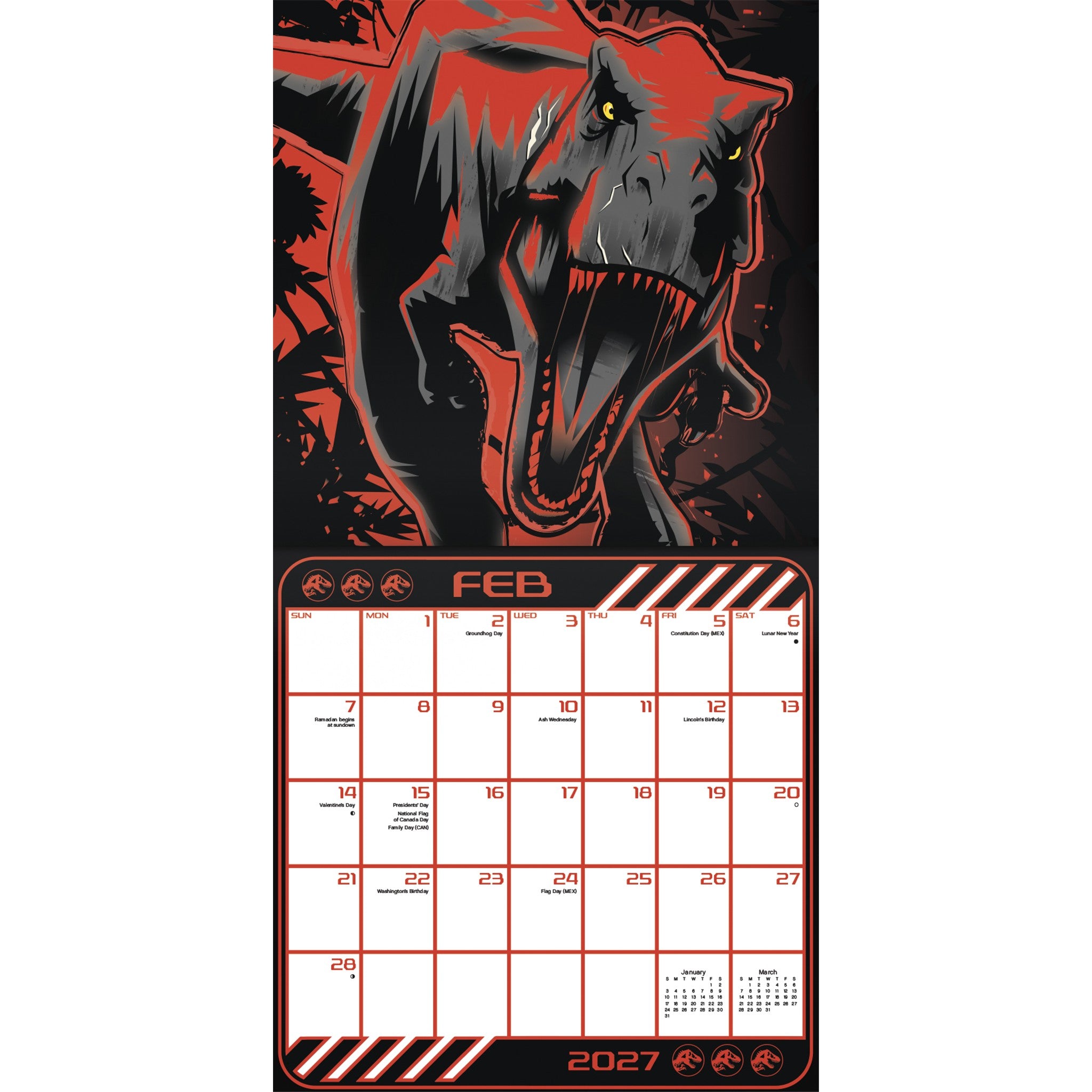 Calendrier mural Jurassic World 2027