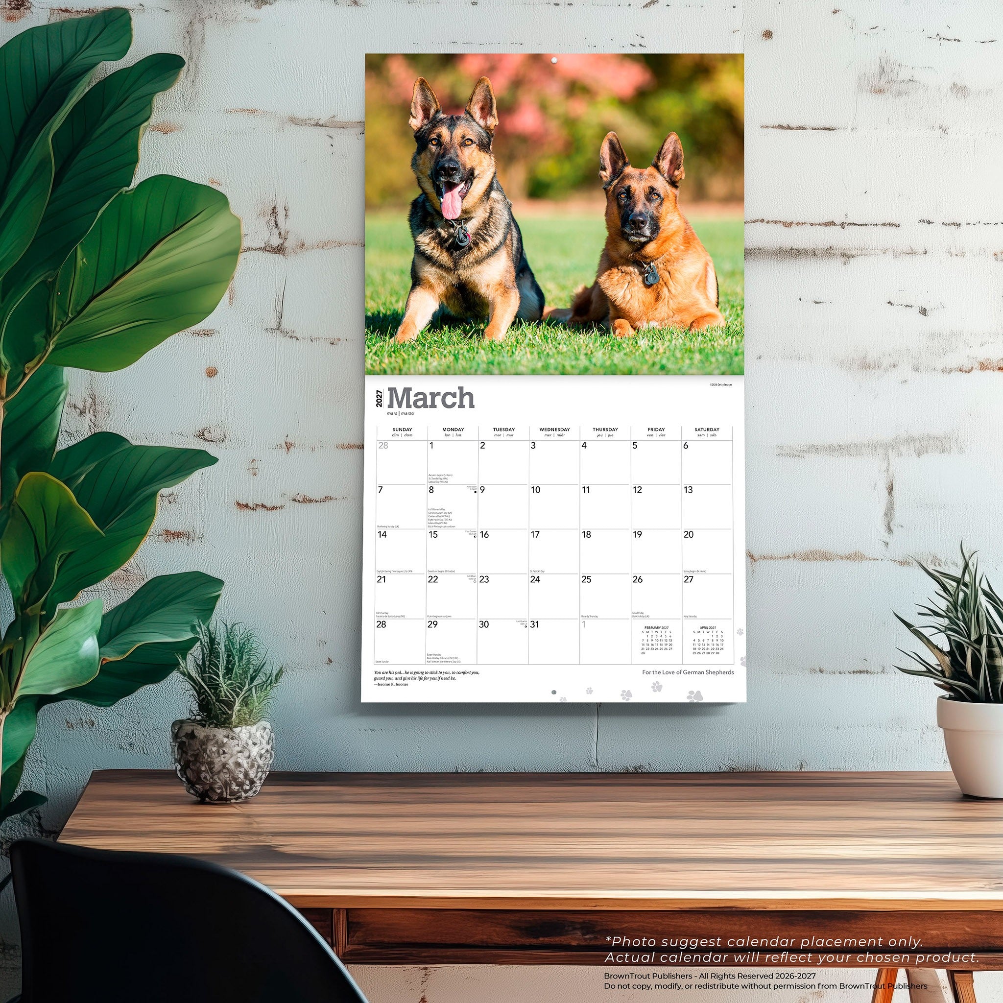 For the Love of German Shepherds 2027 Wall Calendar