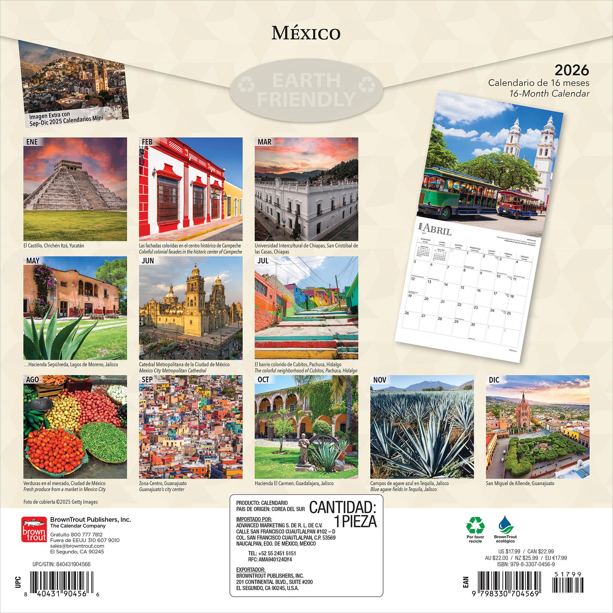 Mexico 2026 Wall Calendar
