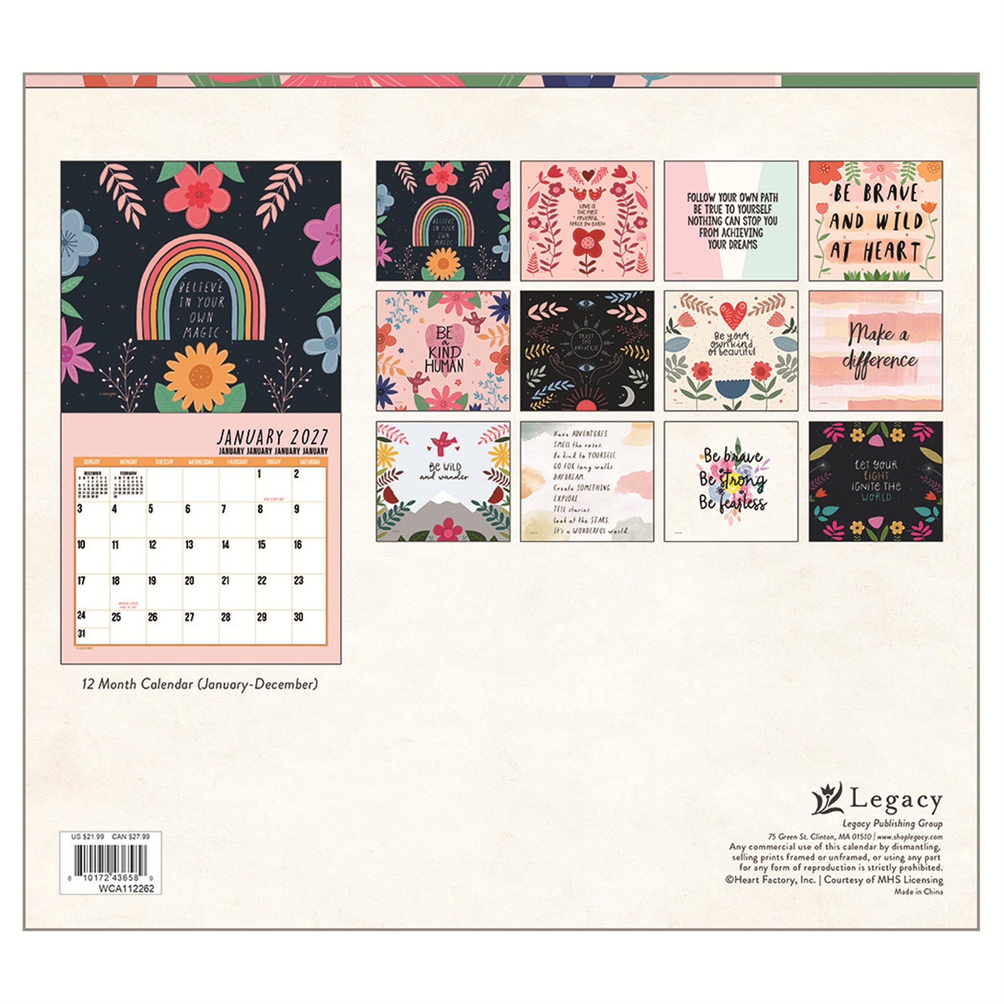 Calendrier mural 2027 Rire, Aimer, Vivre