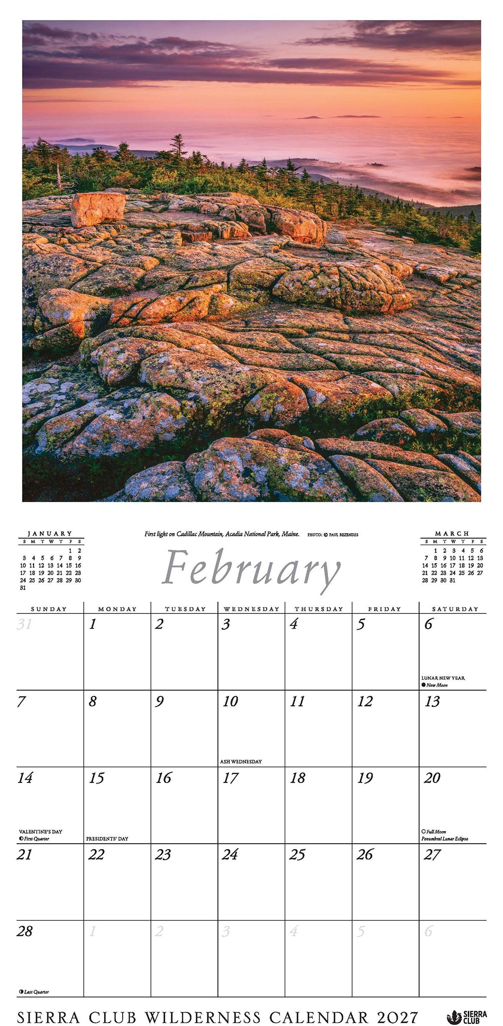 Calendrier mural Sierra Club Wilderness 2027