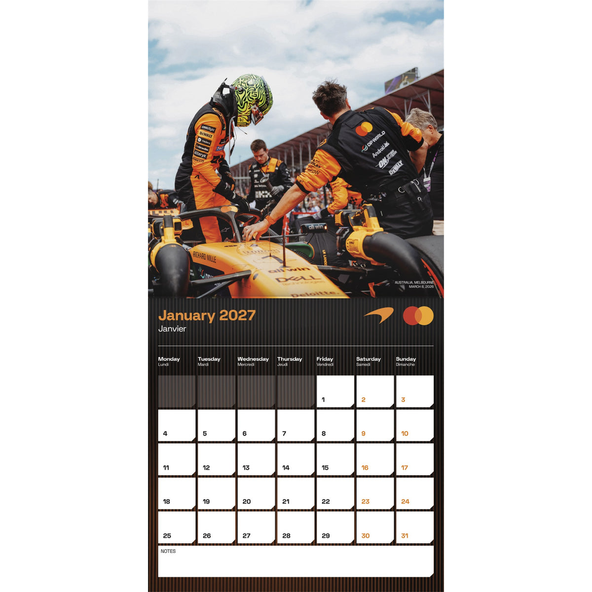 Calendrier mural McLaren Racing 2027 - Disponible en ligne uniquement