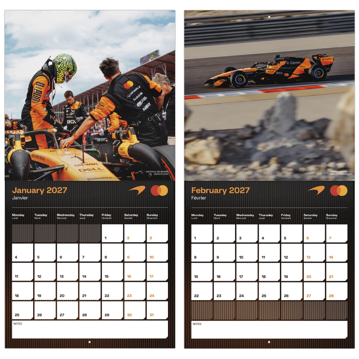 Calendrier mural McLaren Racing 2027 - Disponible en ligne uniquement