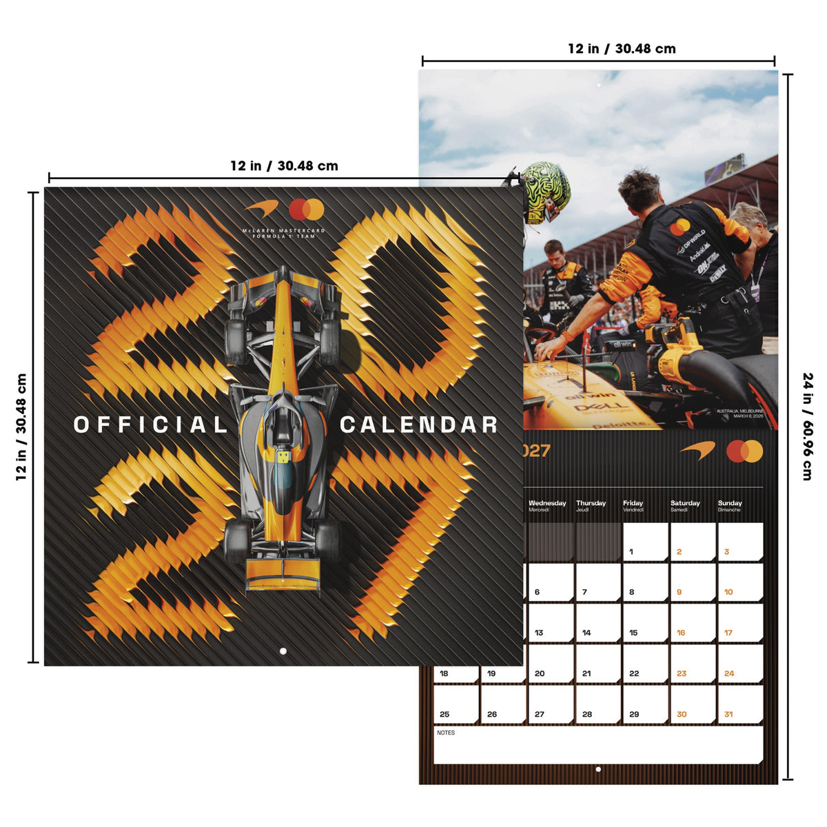 Calendrier mural McLaren Racing 2027 - Disponible en ligne uniquement