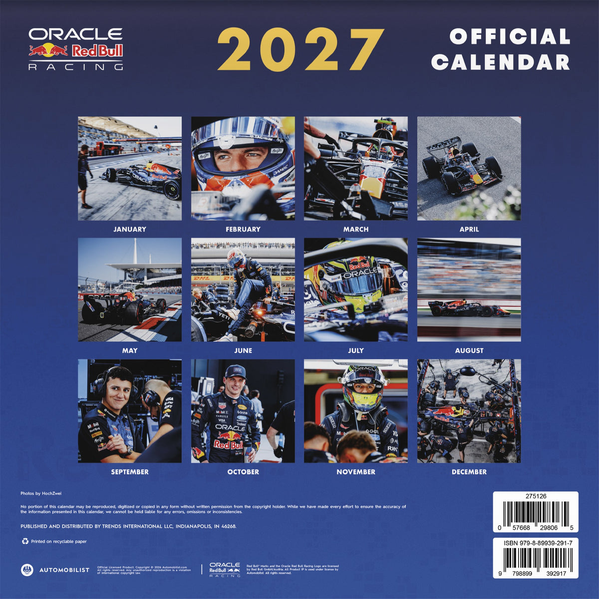 Oracle Red Bull Racing 2027 Wall Calendar - Online Only