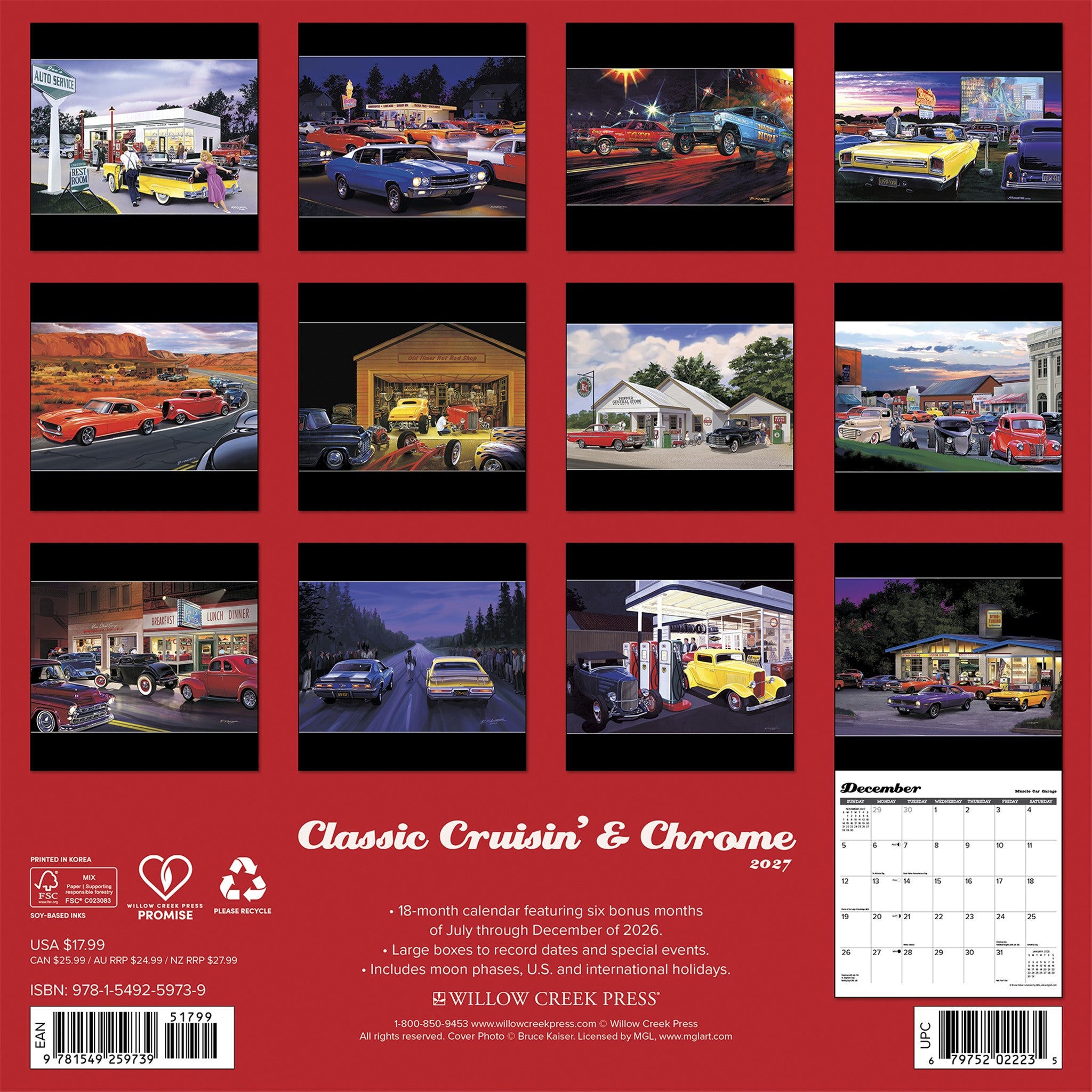 Classic Cruisin' & Chrome 2027 Wall Calendar
