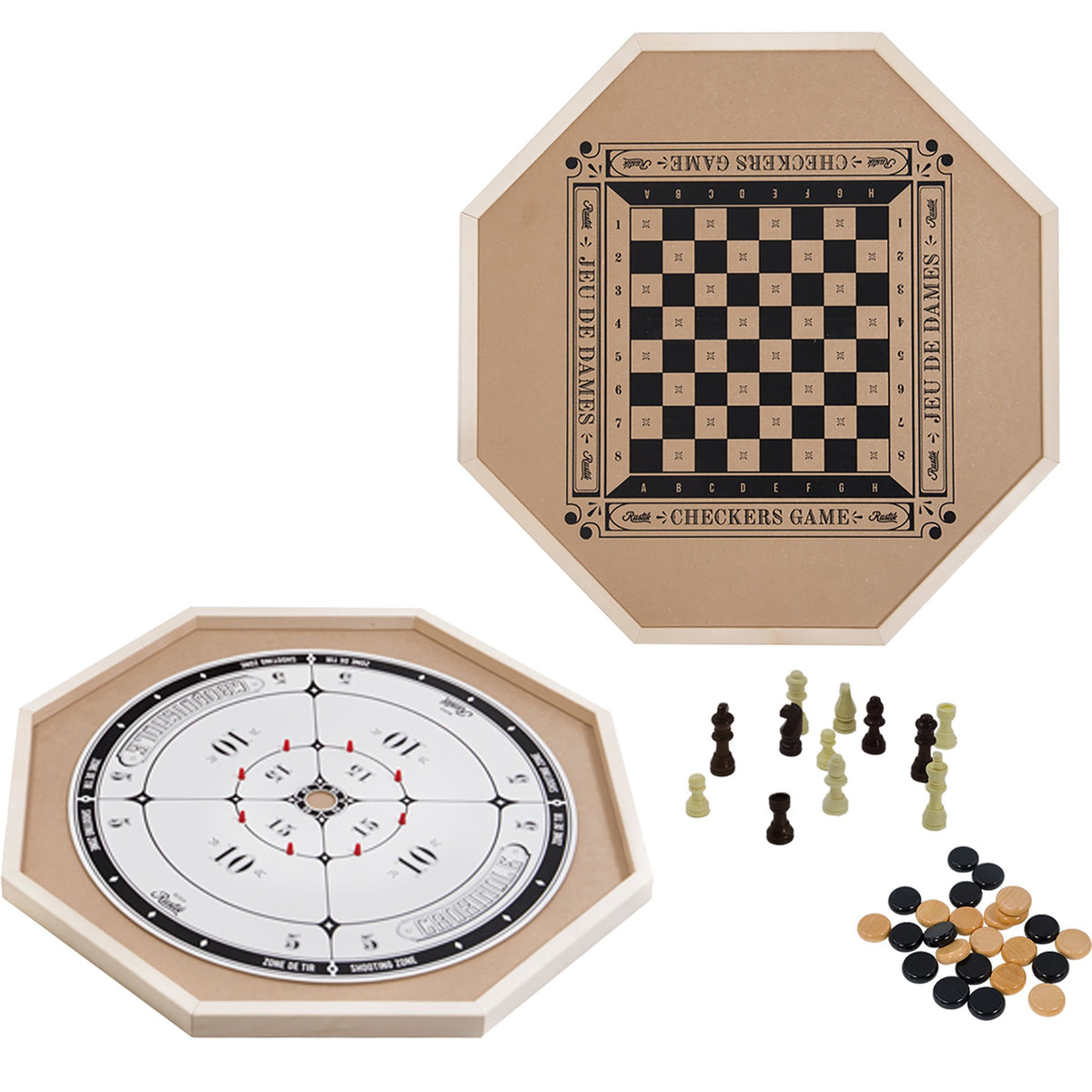 Deluxe Crokinole 3 in 1 Crokinole / Chess / Checkers