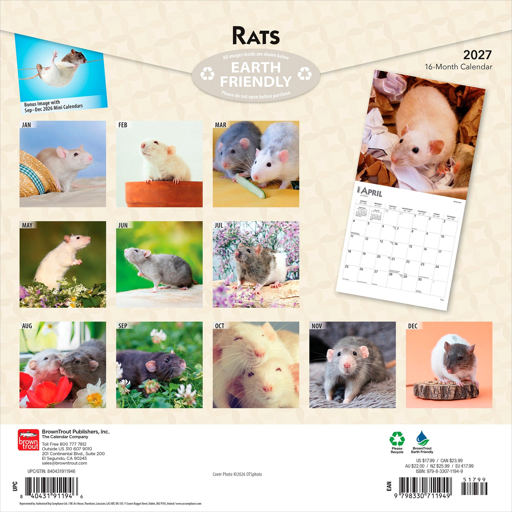 Rats 2027 Wall Calendar