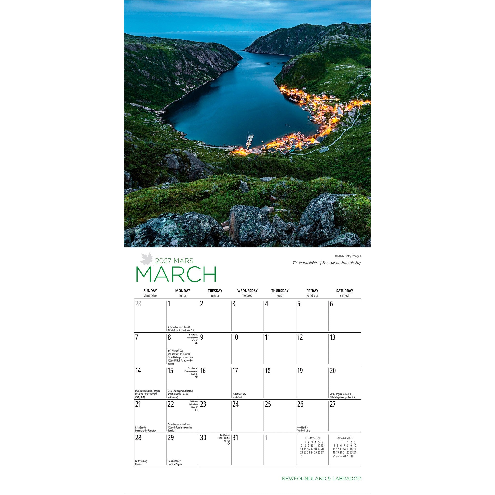 Newfoundland and Labrador 2027 Mini Calendar