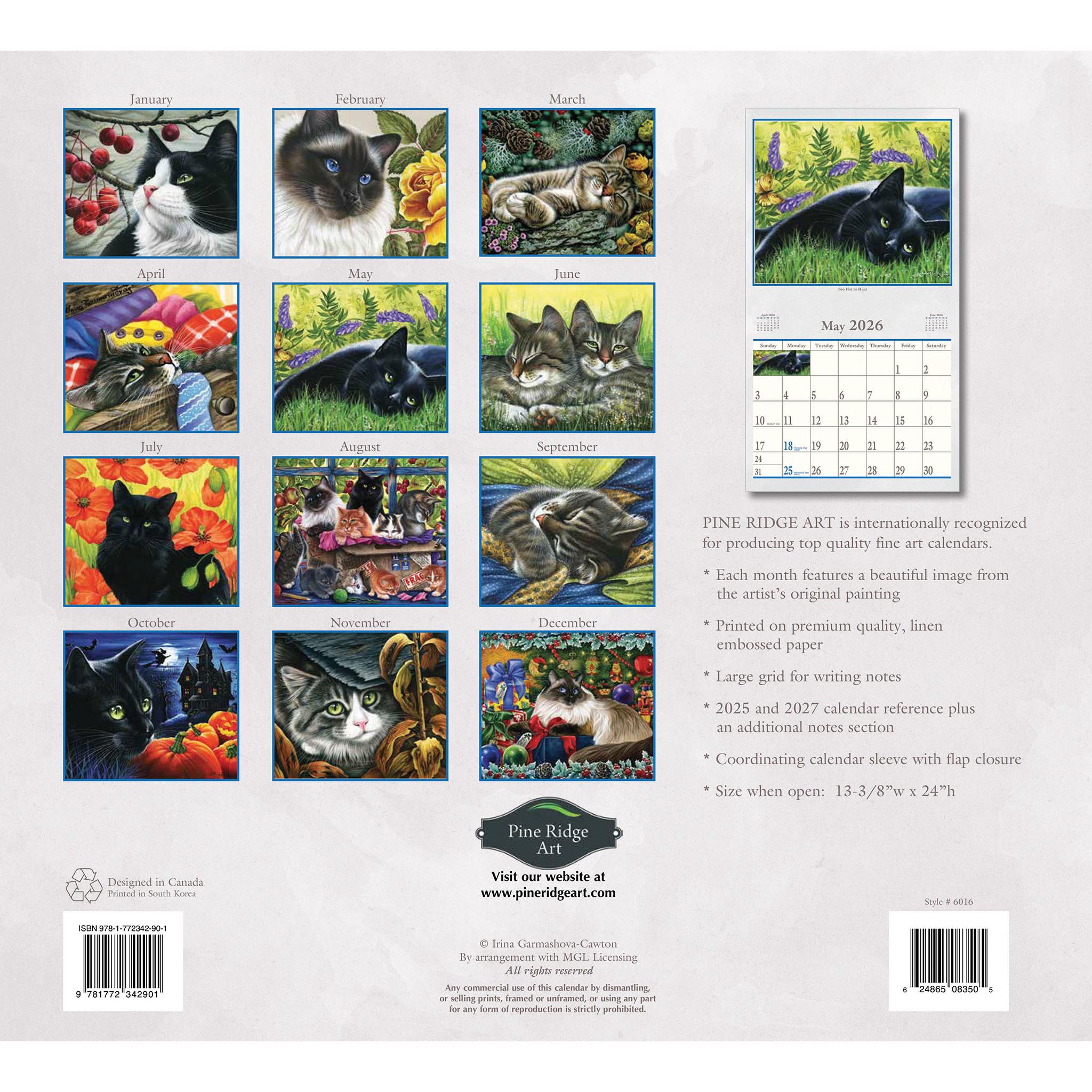 Calendrier mural Cats Meow 2026 - Disponible uniquement en ligne