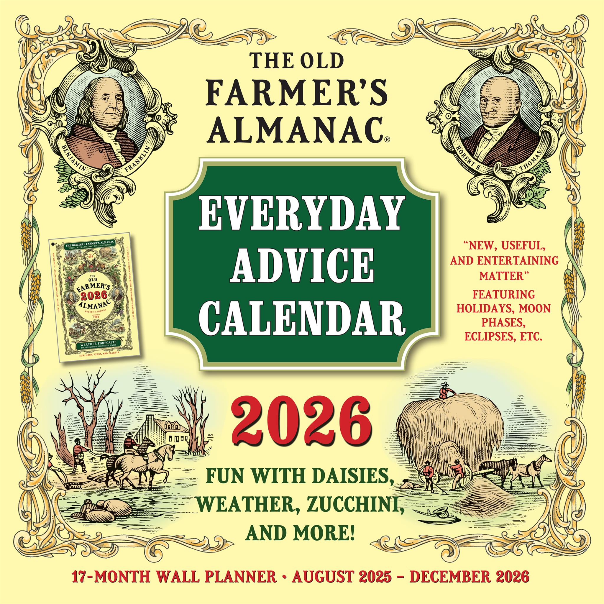 Calendrier mural de l'Almanach du Vieux Fermier - Conseils du Jour 2026