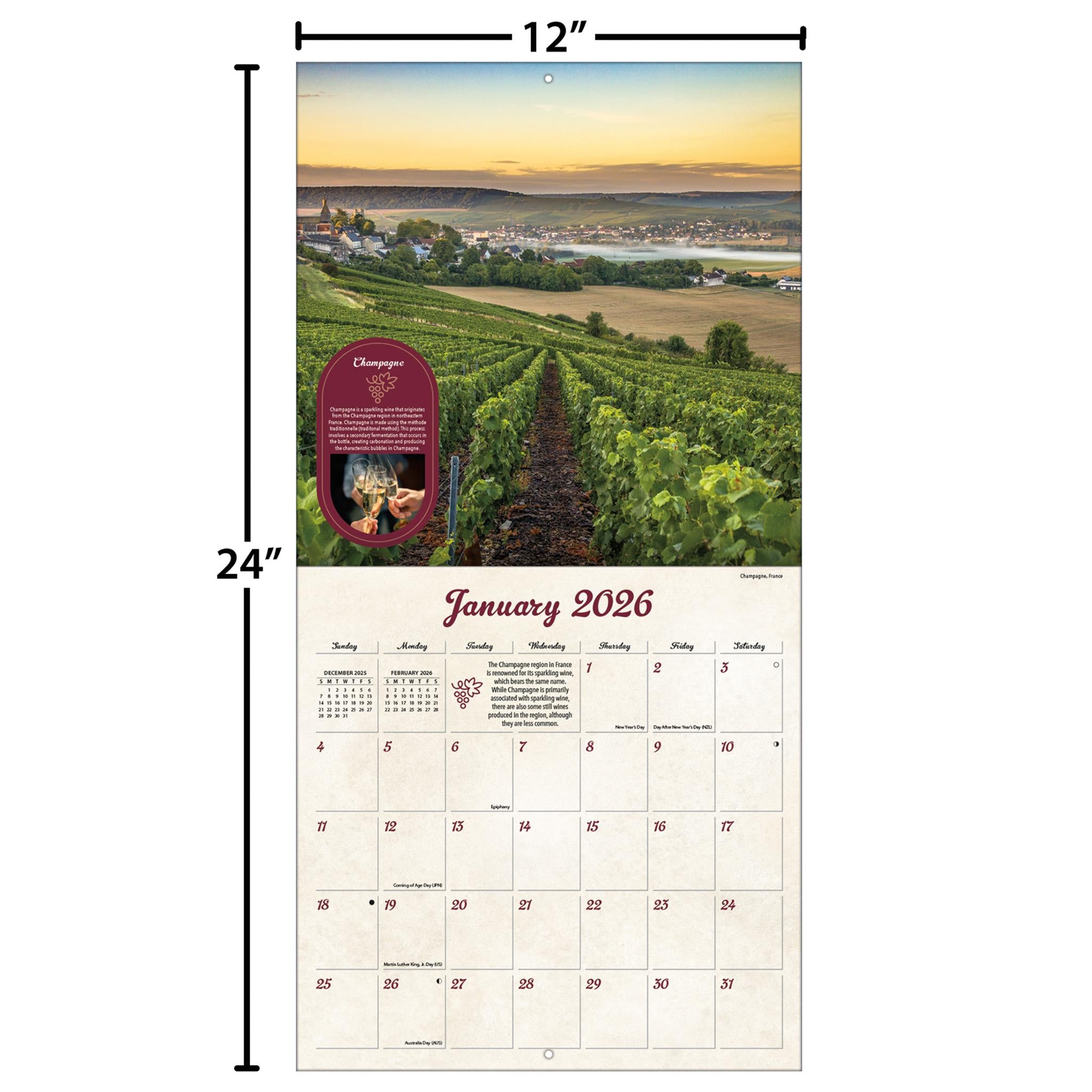 Wine Country 2026 Wall Calendar