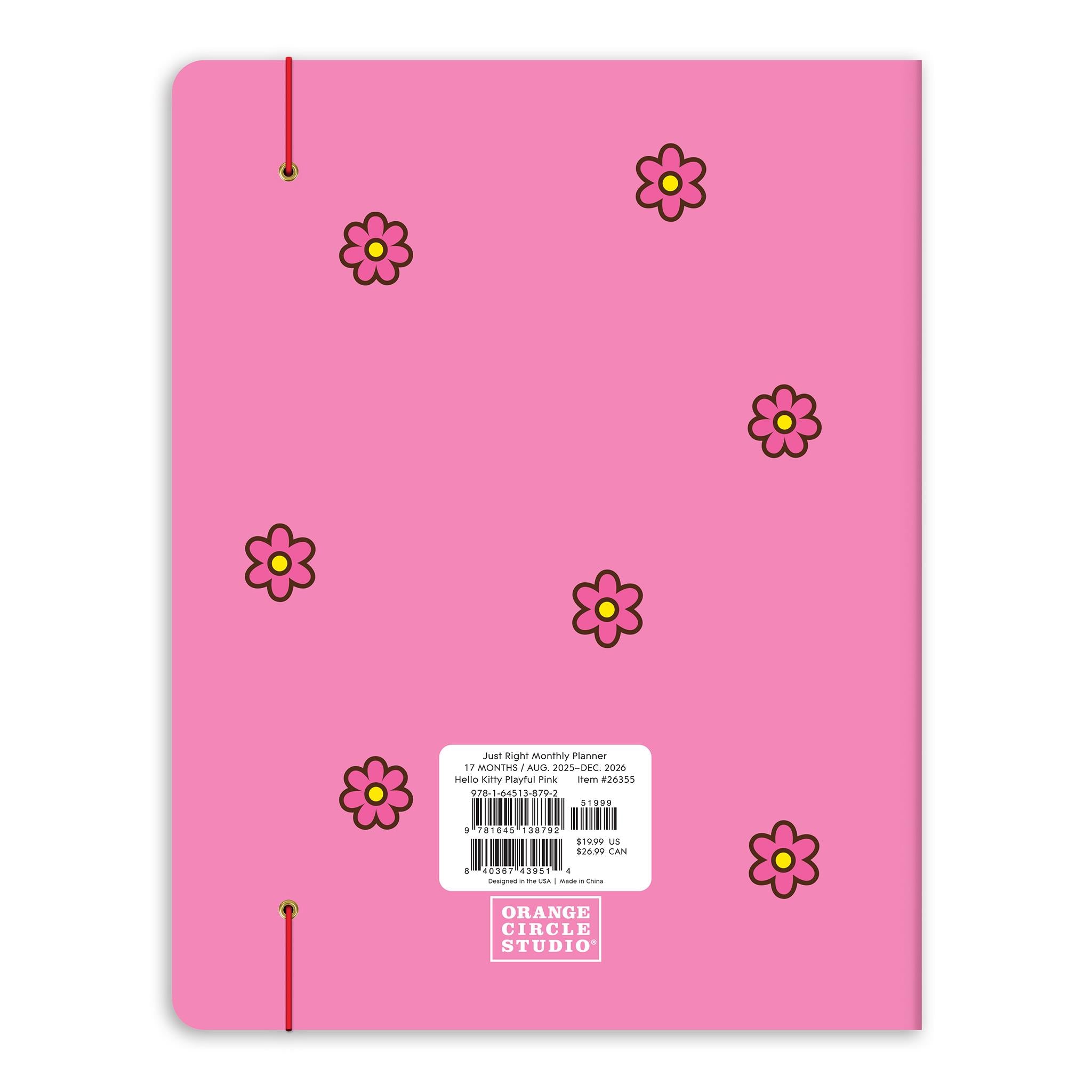 Agenda mensuel Hello Kitty rose ludique 2025-2026 - Disponible uniquement en ligne