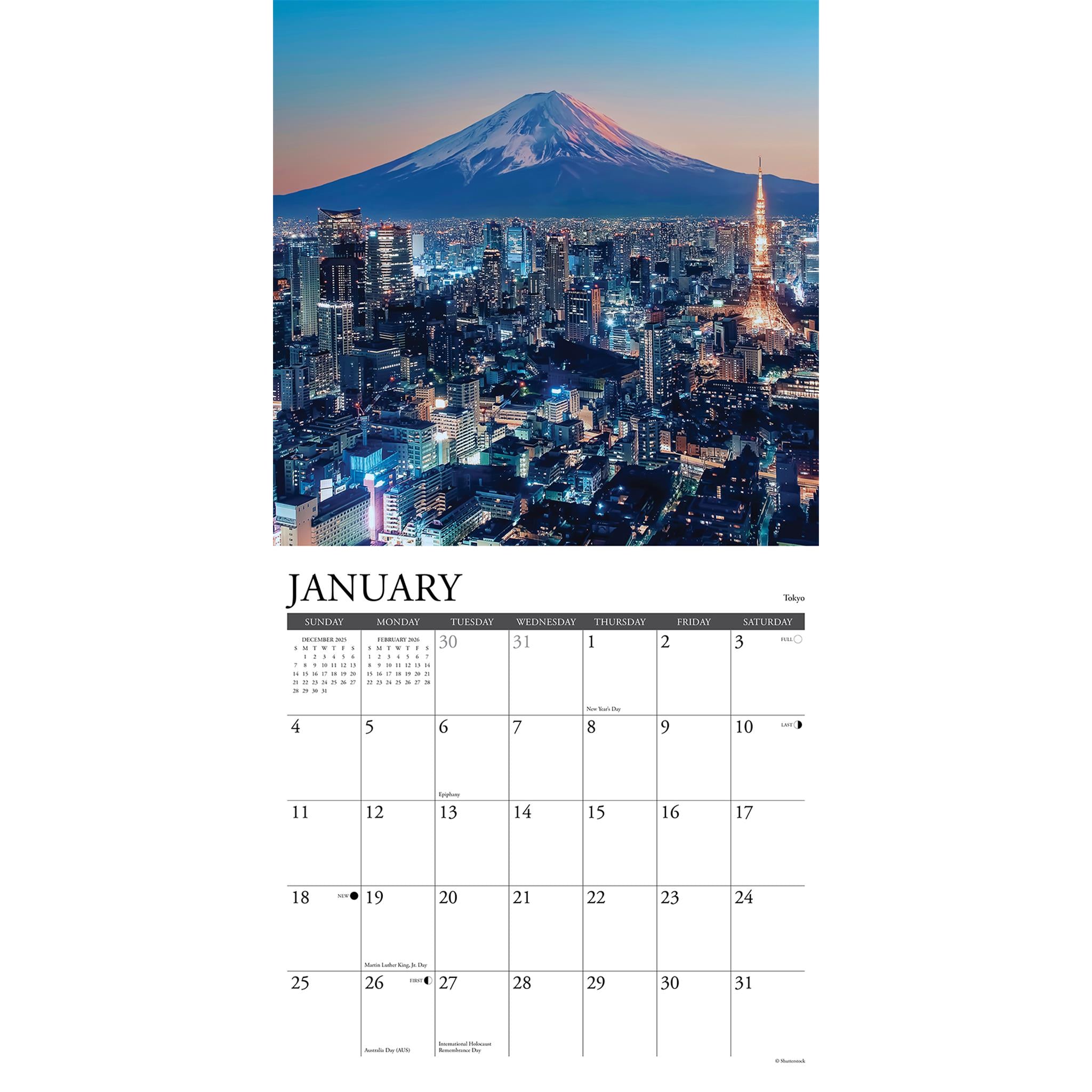 Calendrier mural du Japon 2026