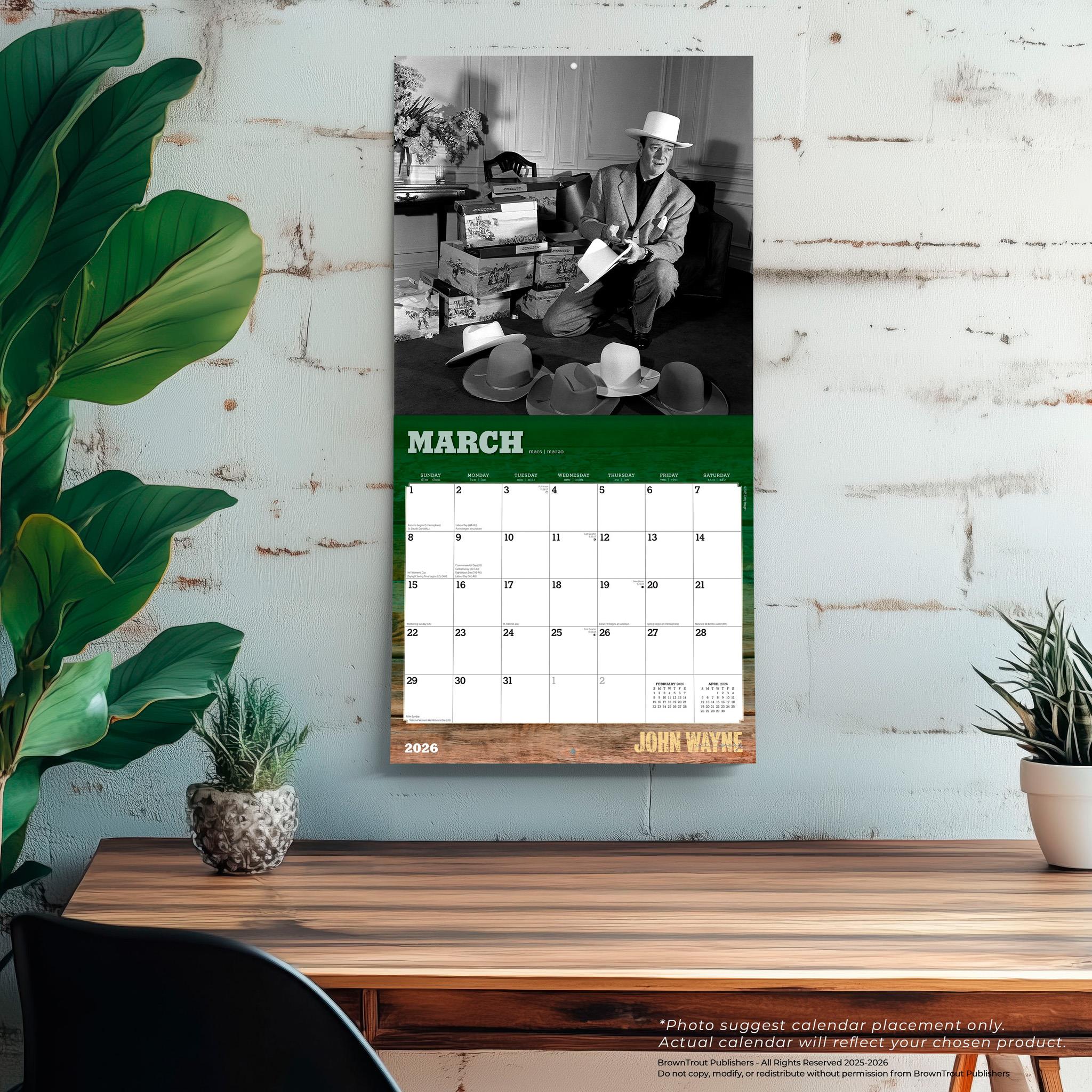 Calendrier mural John Wayne 2026