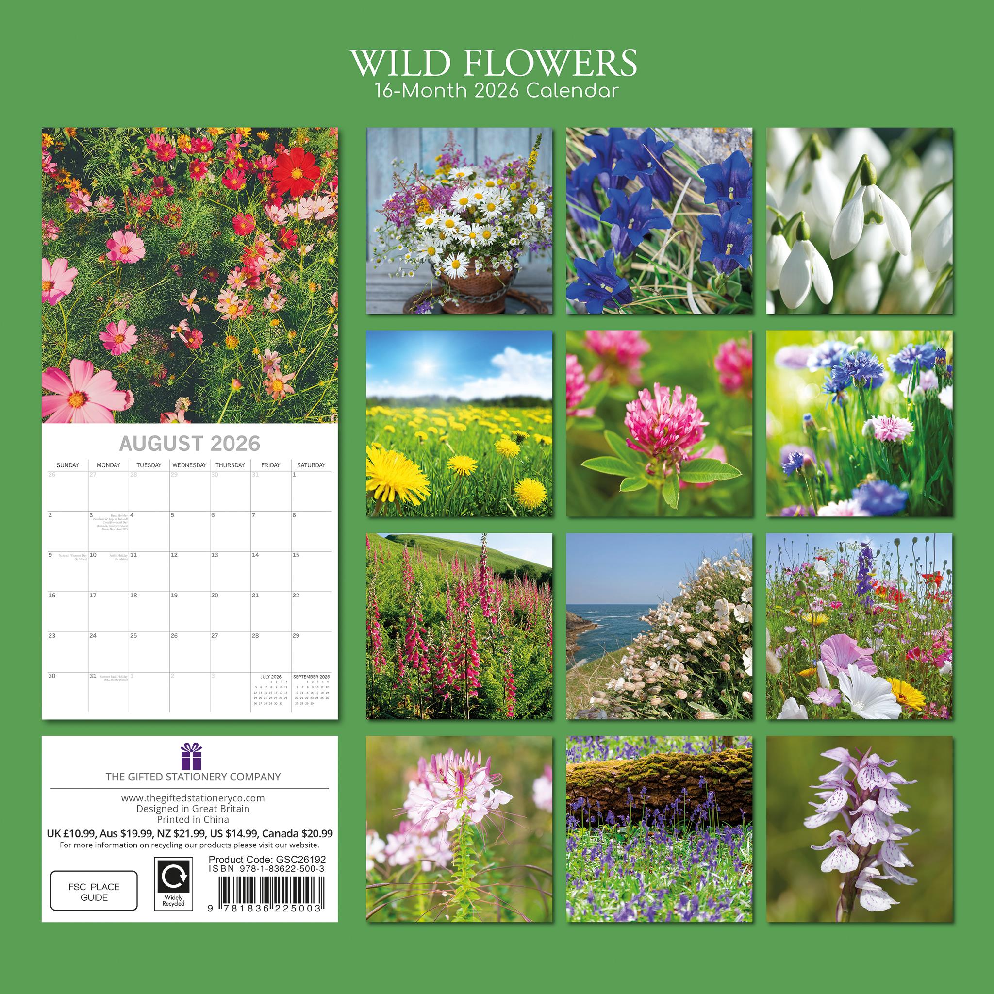 Calendrier mural Fleurs sauvages 2026