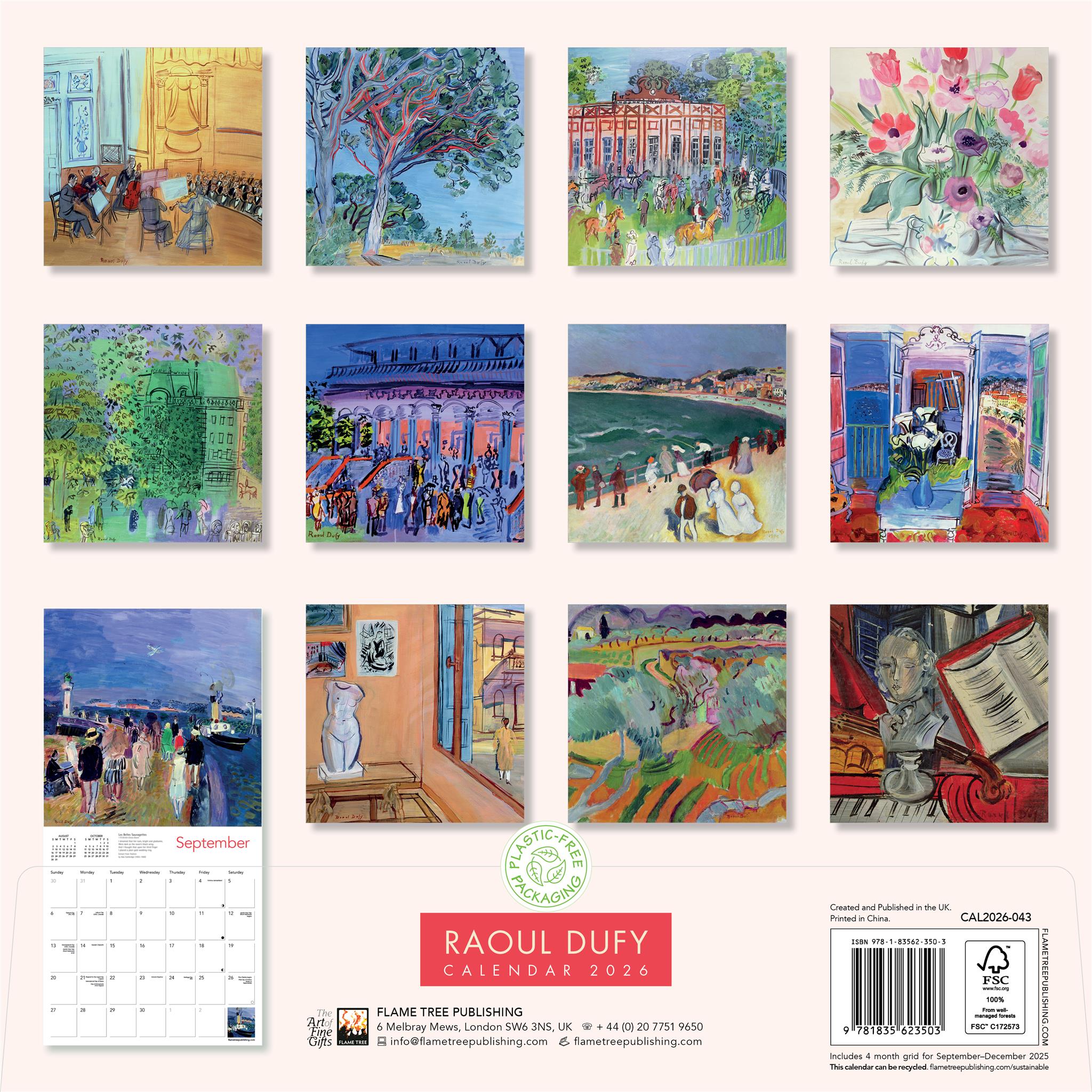 Calendrier mural Raoul Dufy 2026 - Disponible uniquement en ligne