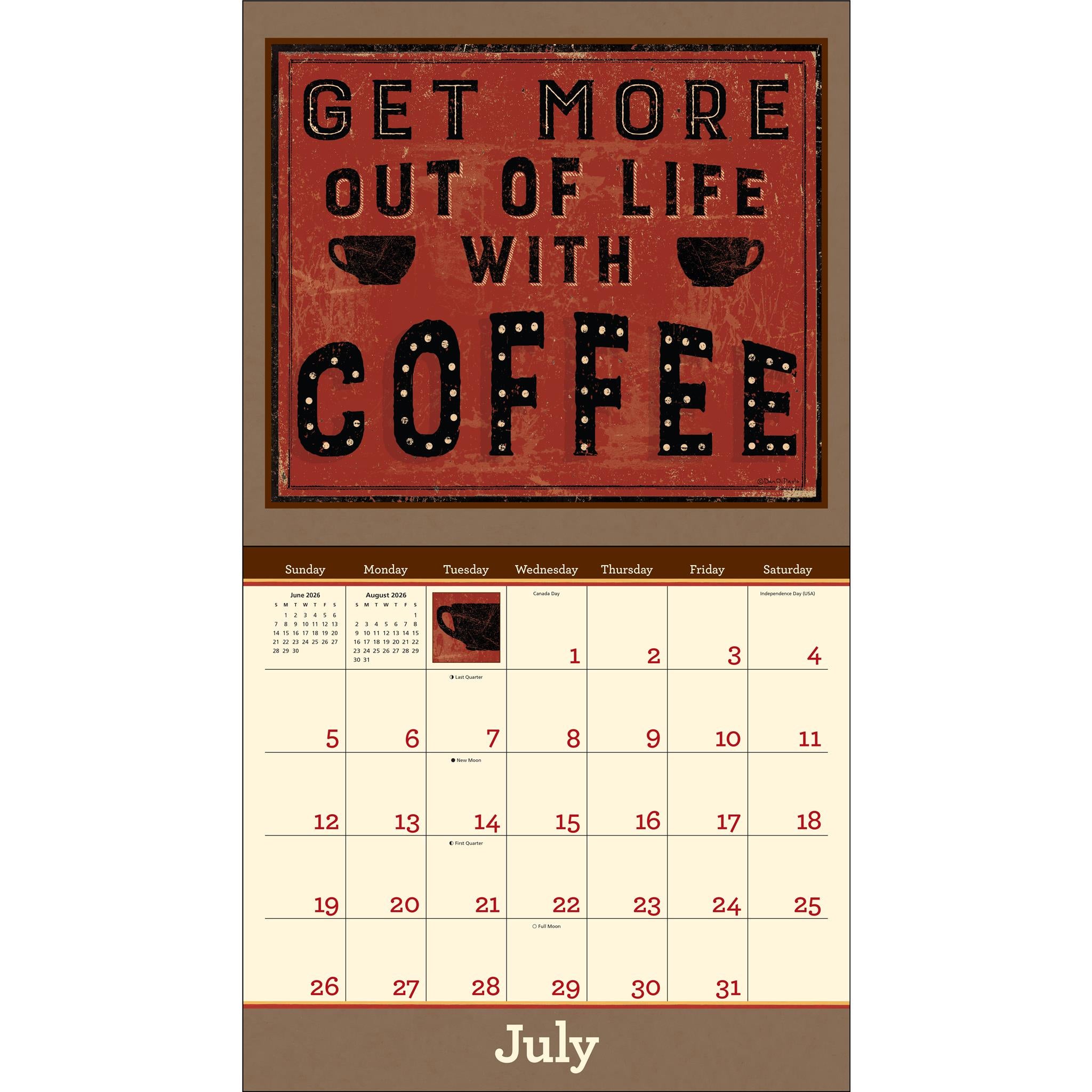 Calendrier mural de luxe Café 2026