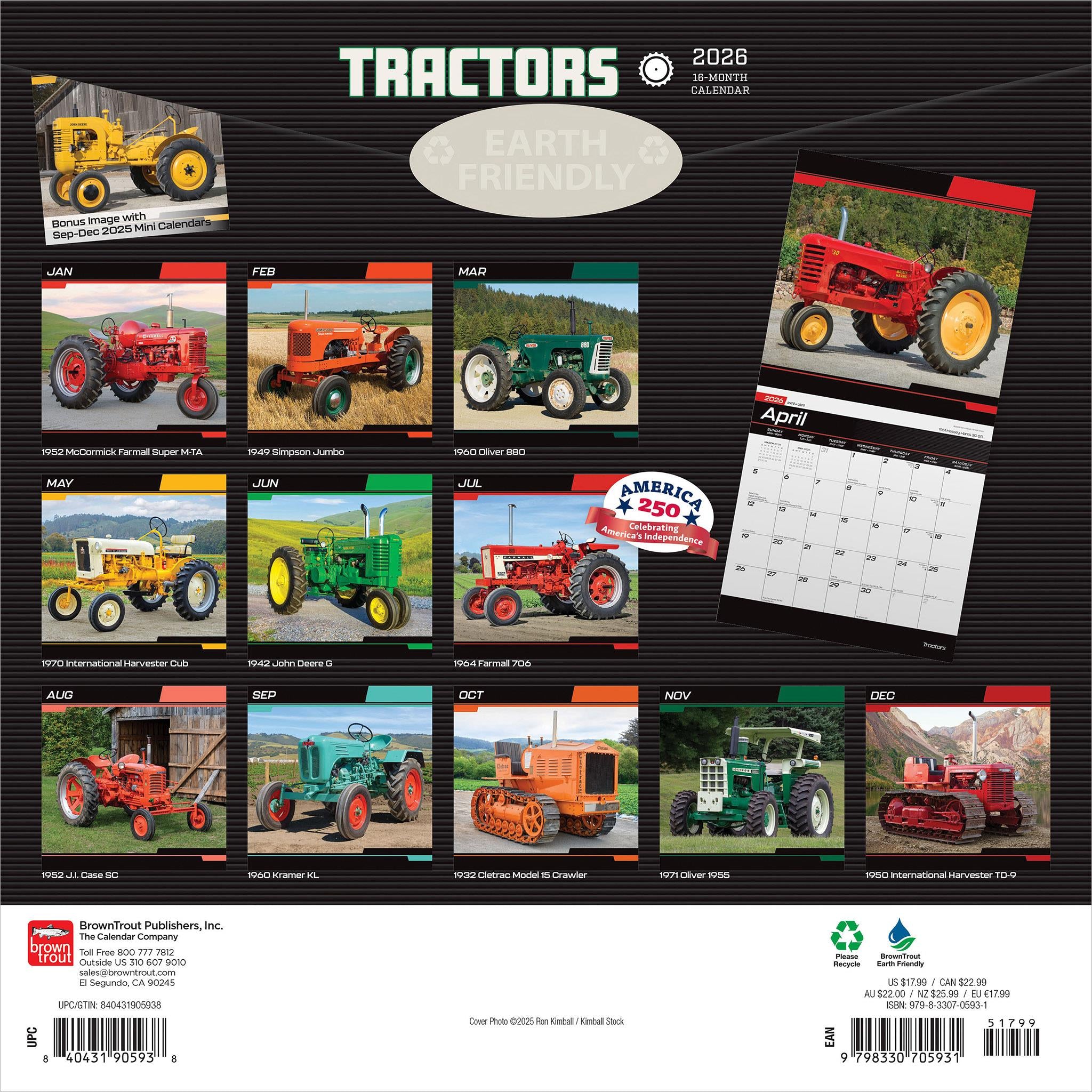 Calendrier mural Tracteurs 2026 - Disponible uniquement en ligne