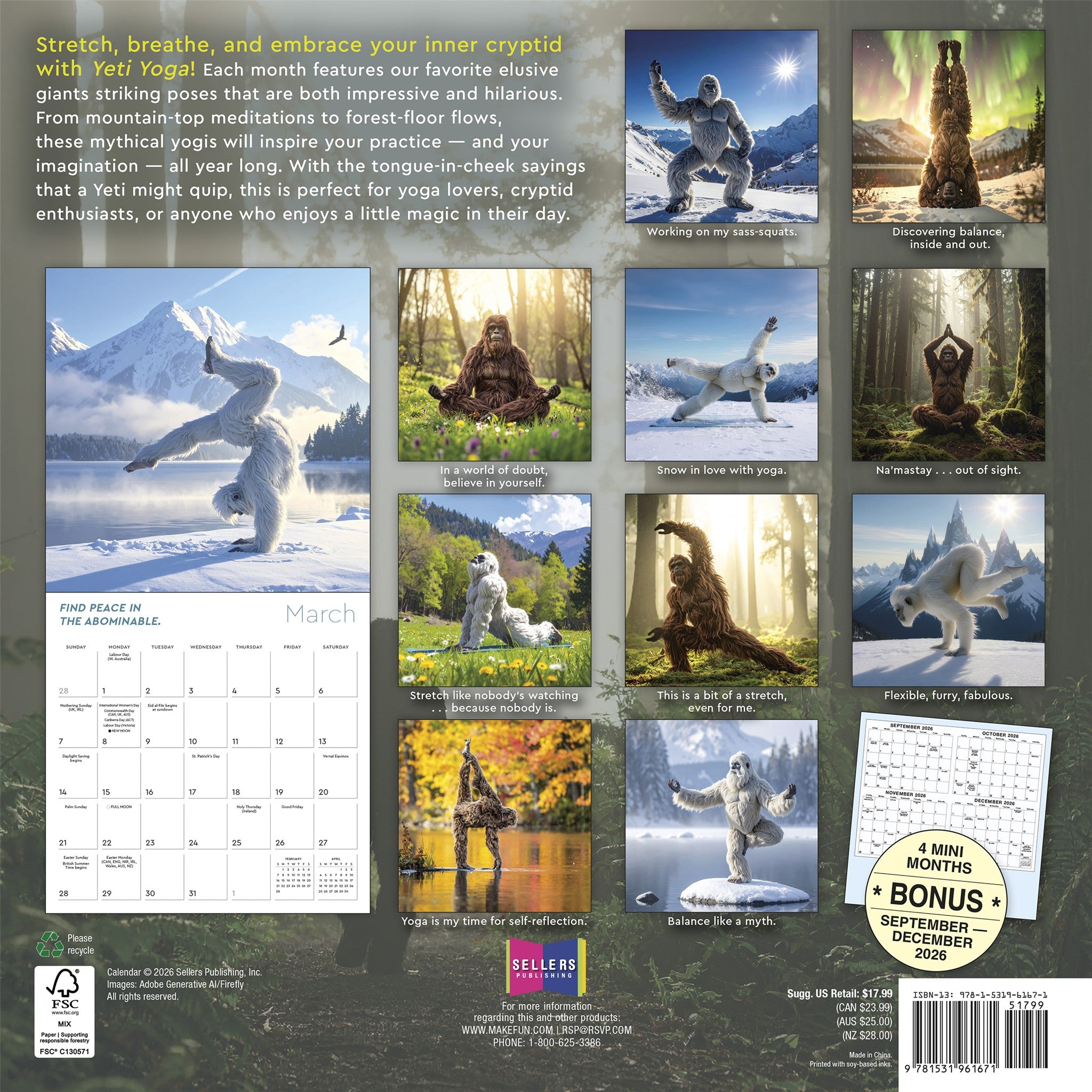 Yeti Yoga 2027 Wall Calendar - Online Only