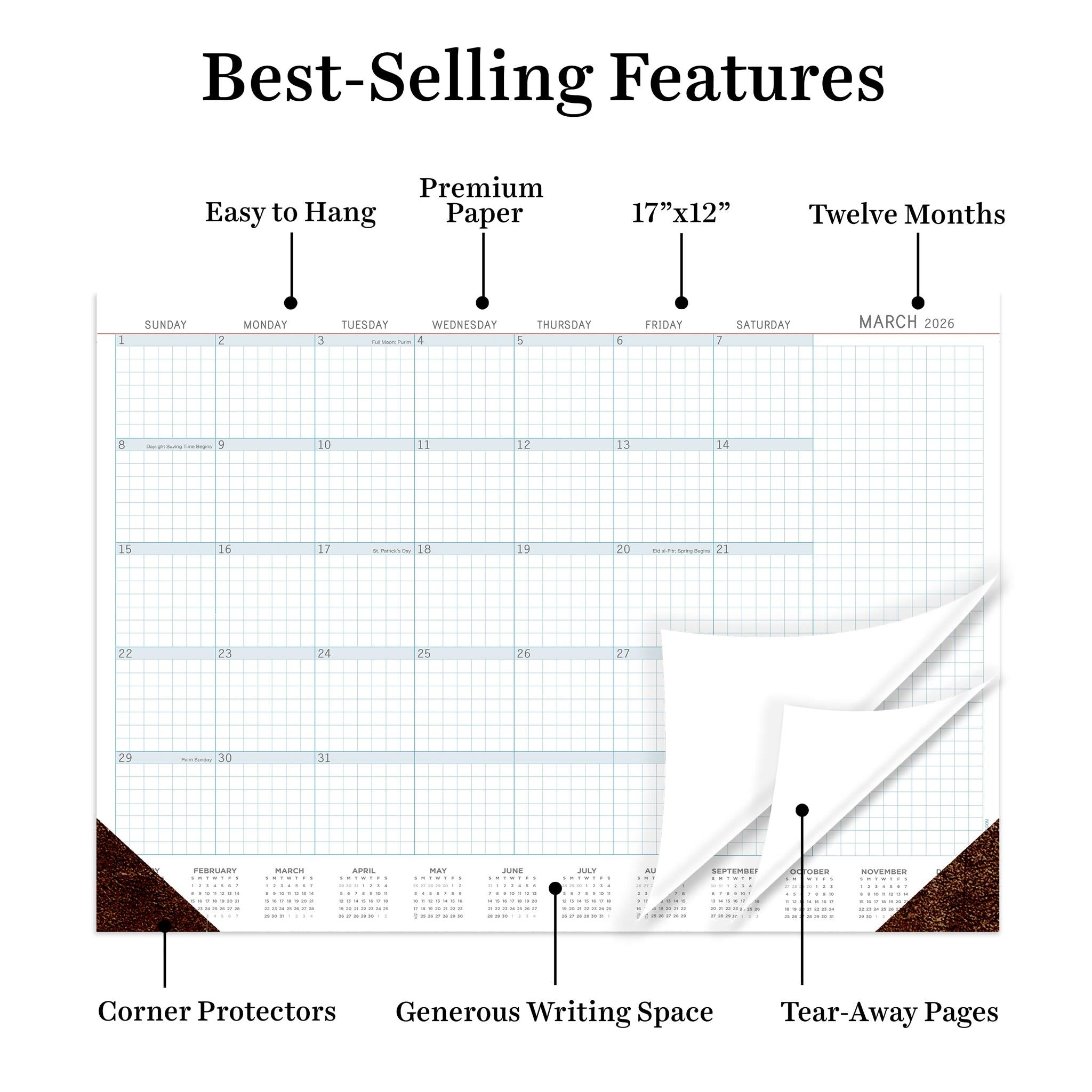 Calendrier de bureau professionnel moyen 2026