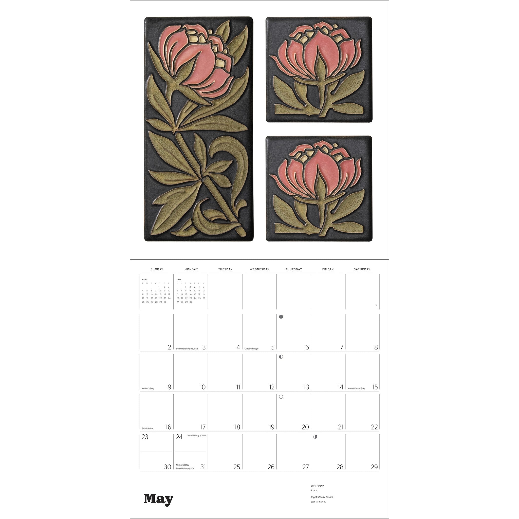 Calendrier mural 2027 carreaux Arts & Crafts - En ligne seulement