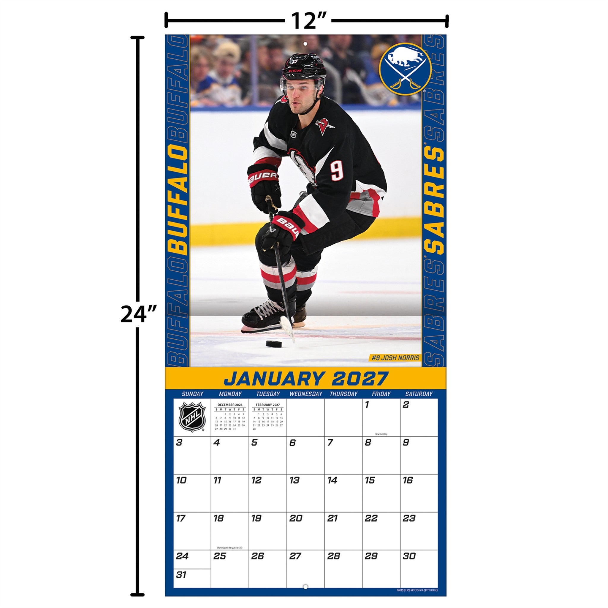 NHL Buffalo Sabres 2027 Wall Calendar