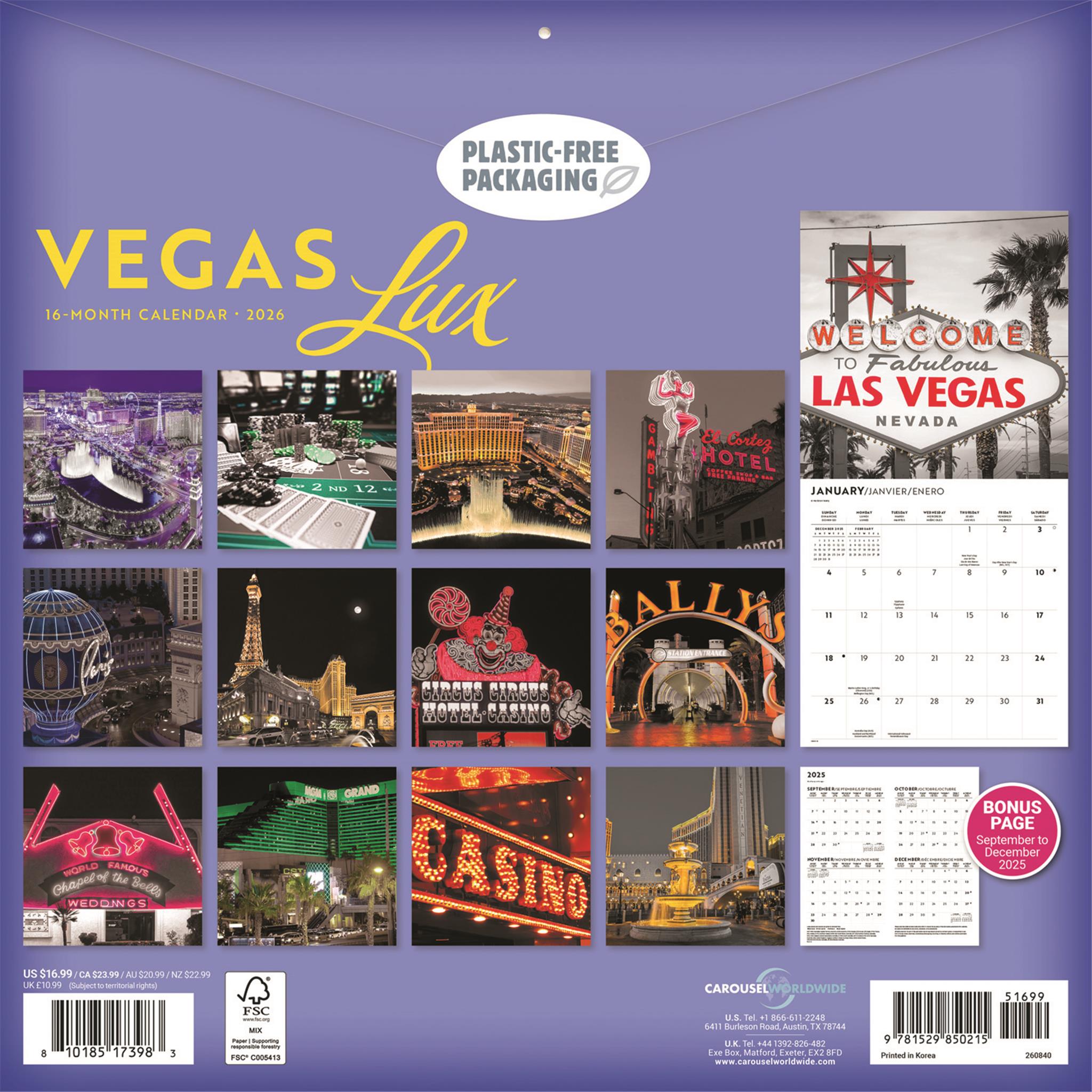 Calendrier mural Vegas Lux 2026
