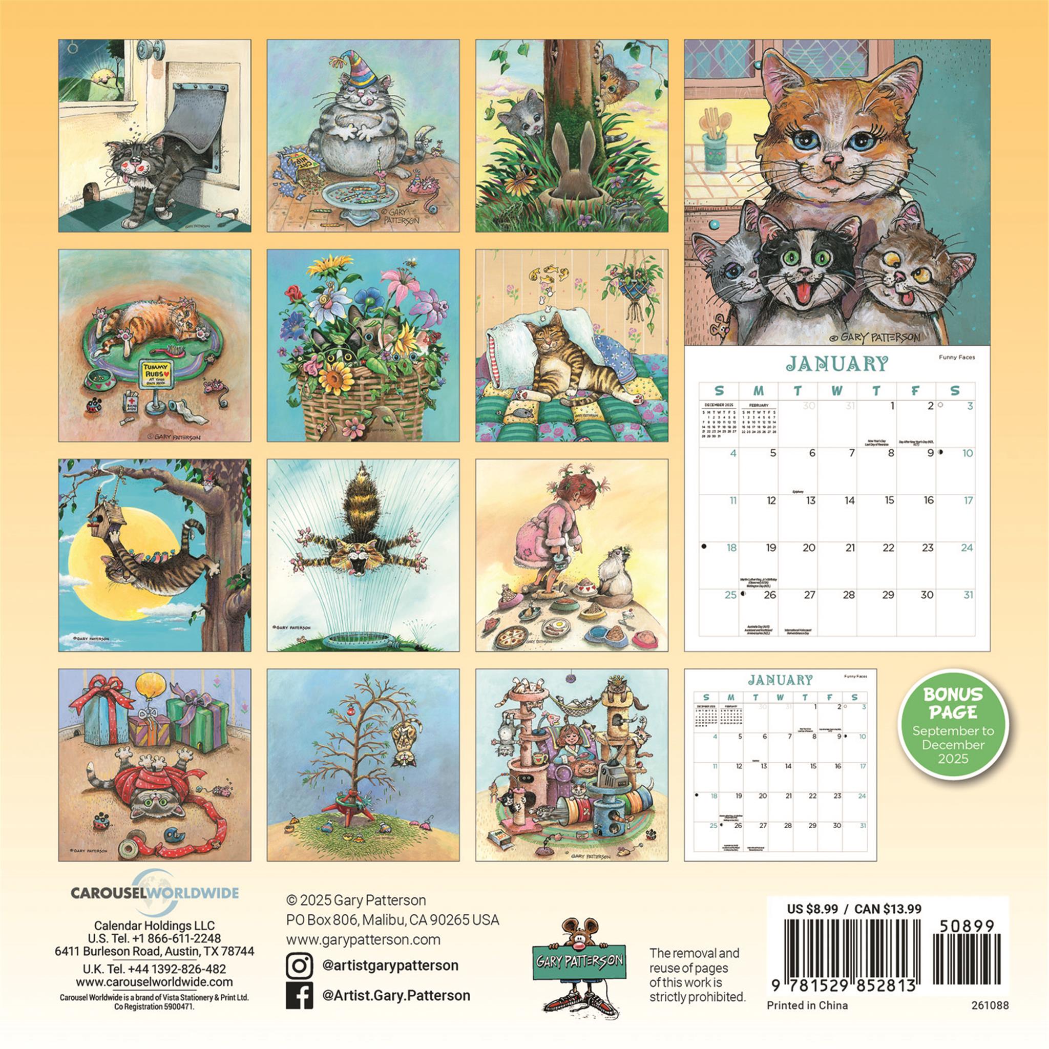 Calendrier magnétique miniature Gary Patterson Cats 2026