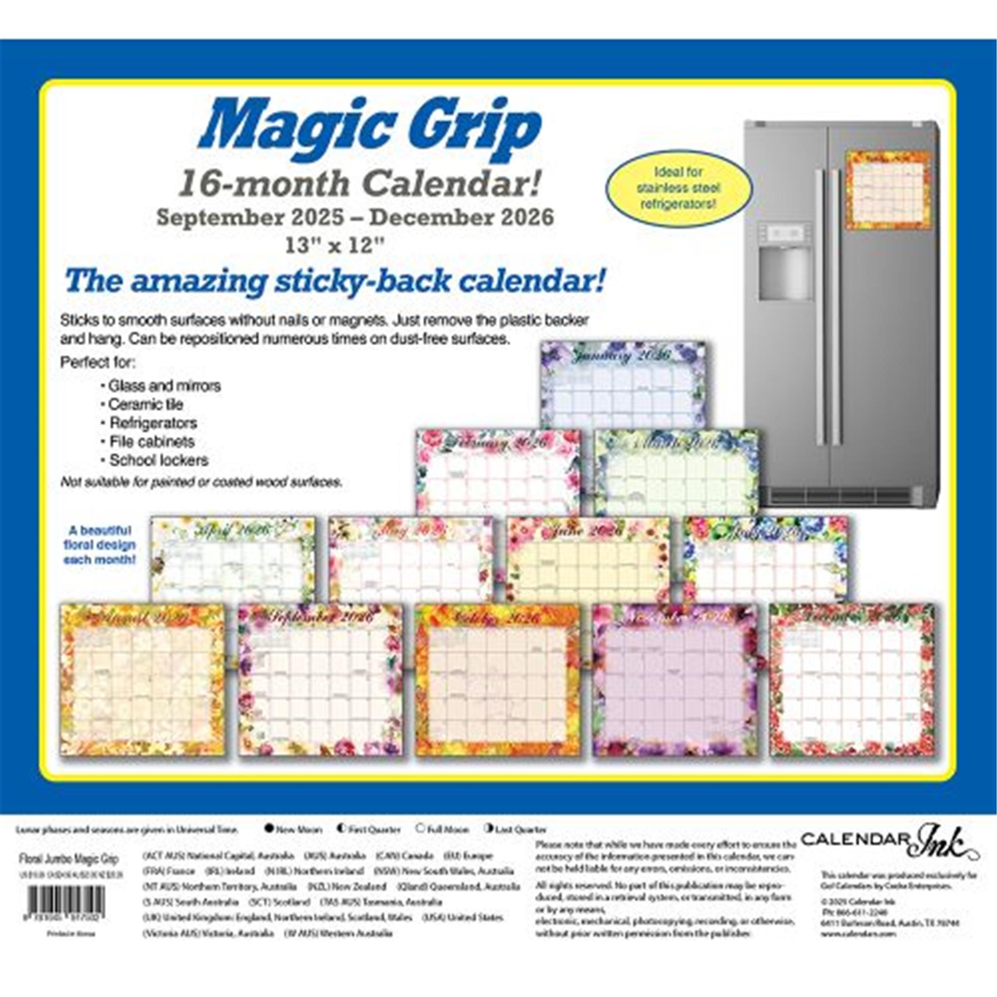 Calendrier mural exclusif Floral Jumbo Magic Grip 2025-2026