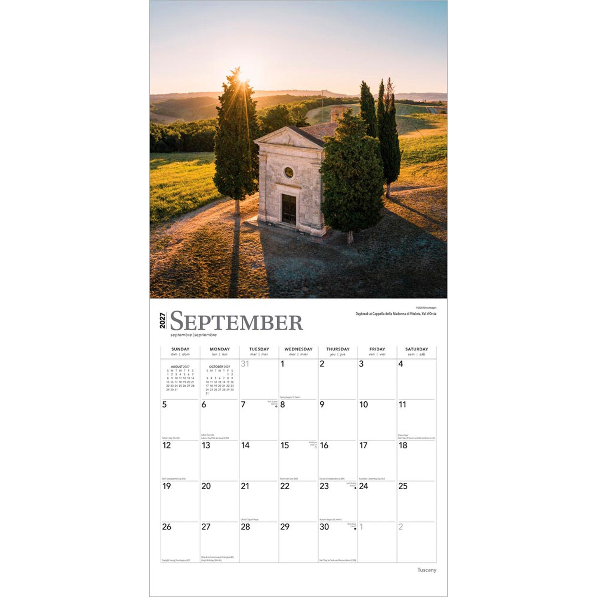 Tuscany 2027 Wall Calendar
