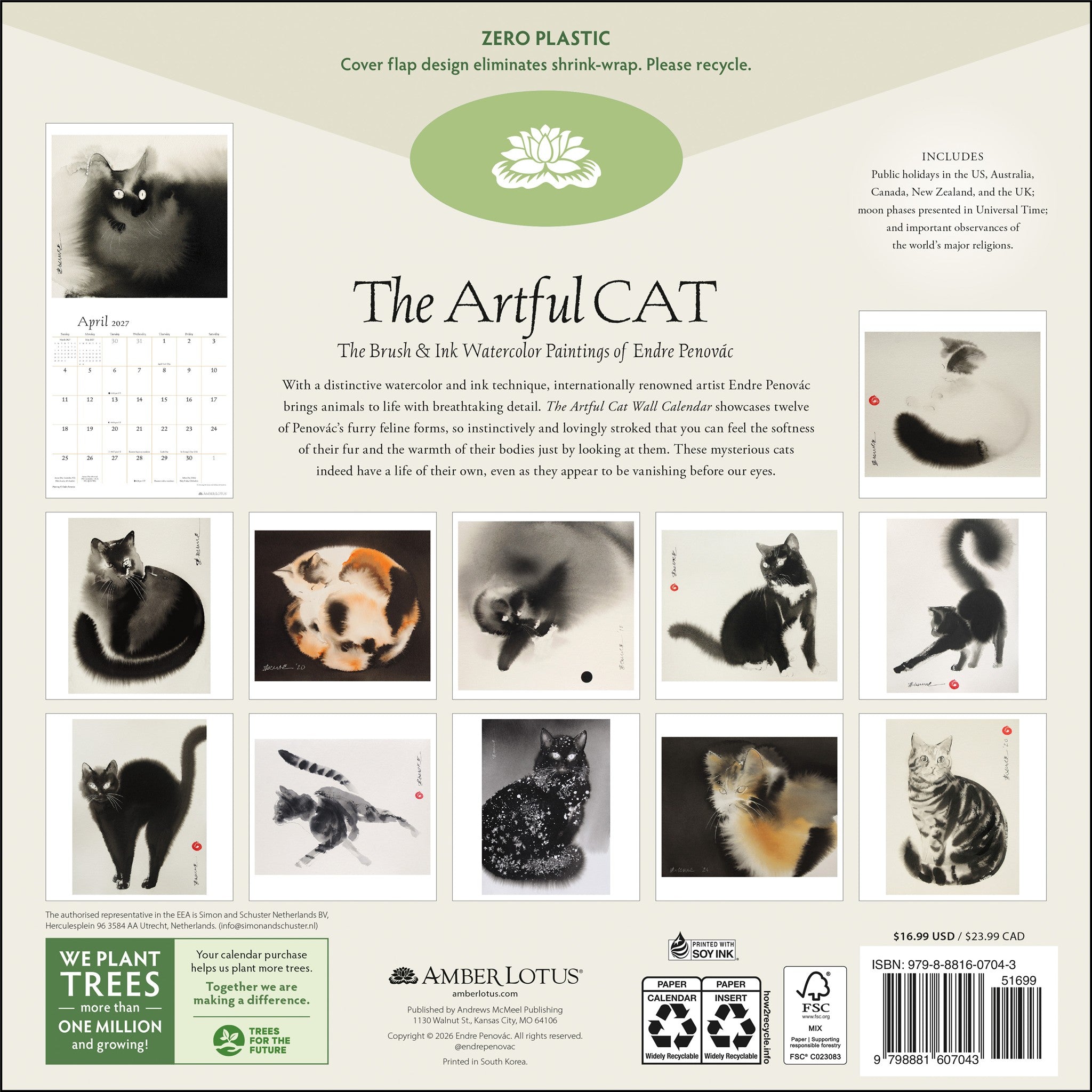 Calendrier mural The Artful Cat 2027 - En ligne seulement