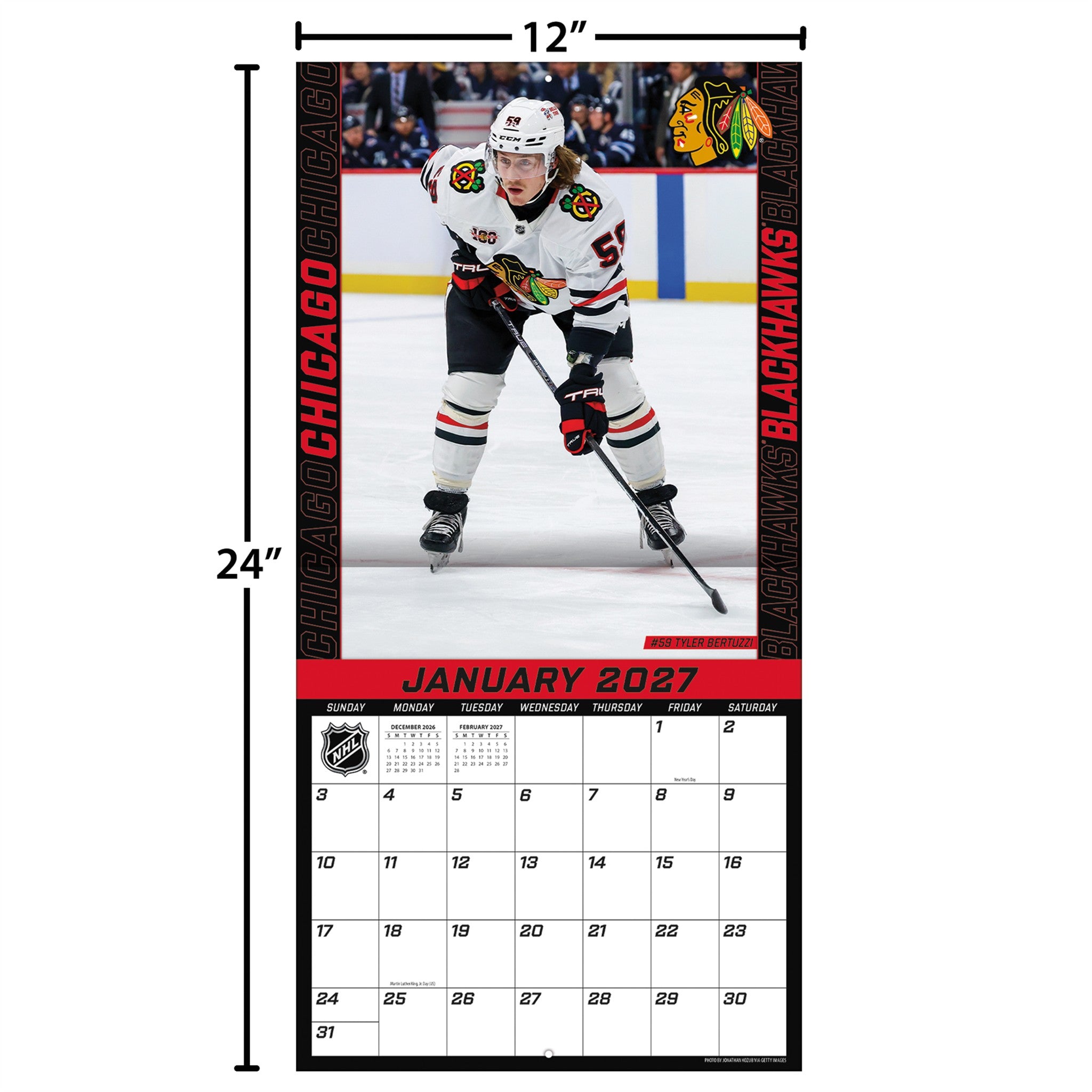 NHL Chicago Blackhawks 2027 Wall Calendar
