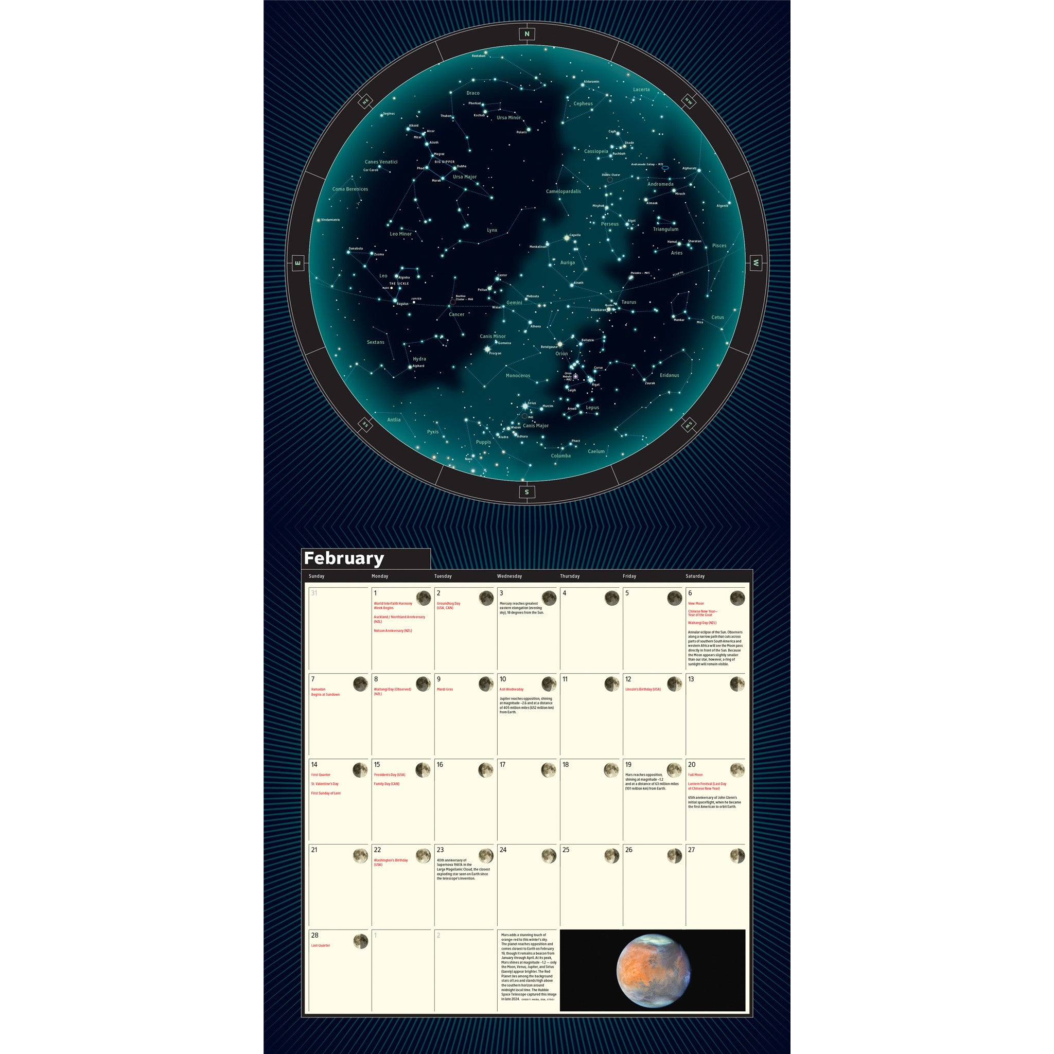 Calendrier mural 2027 Une année du ciel nocturne