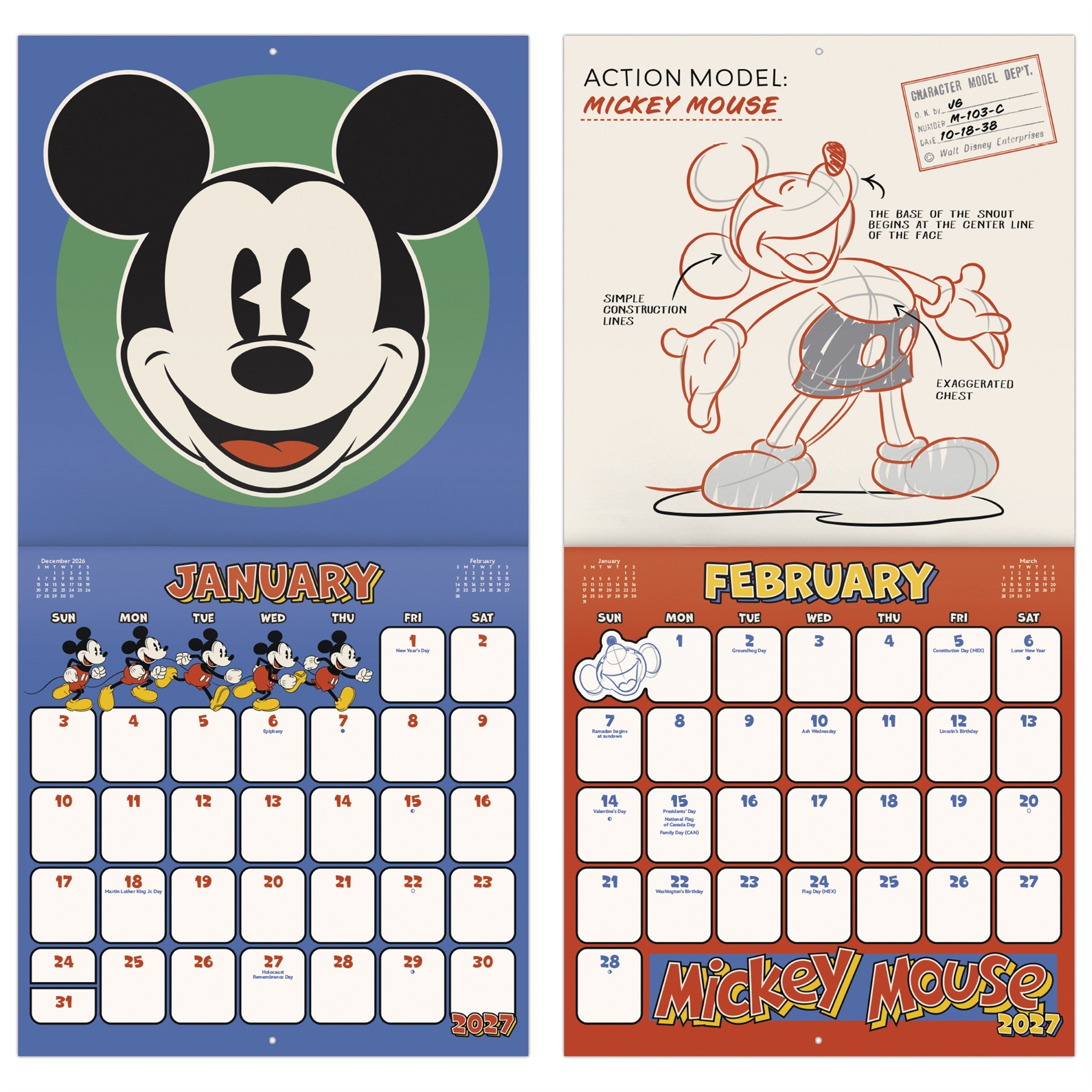 Mickey Mouse: Vintage 2027 Wall Calendar