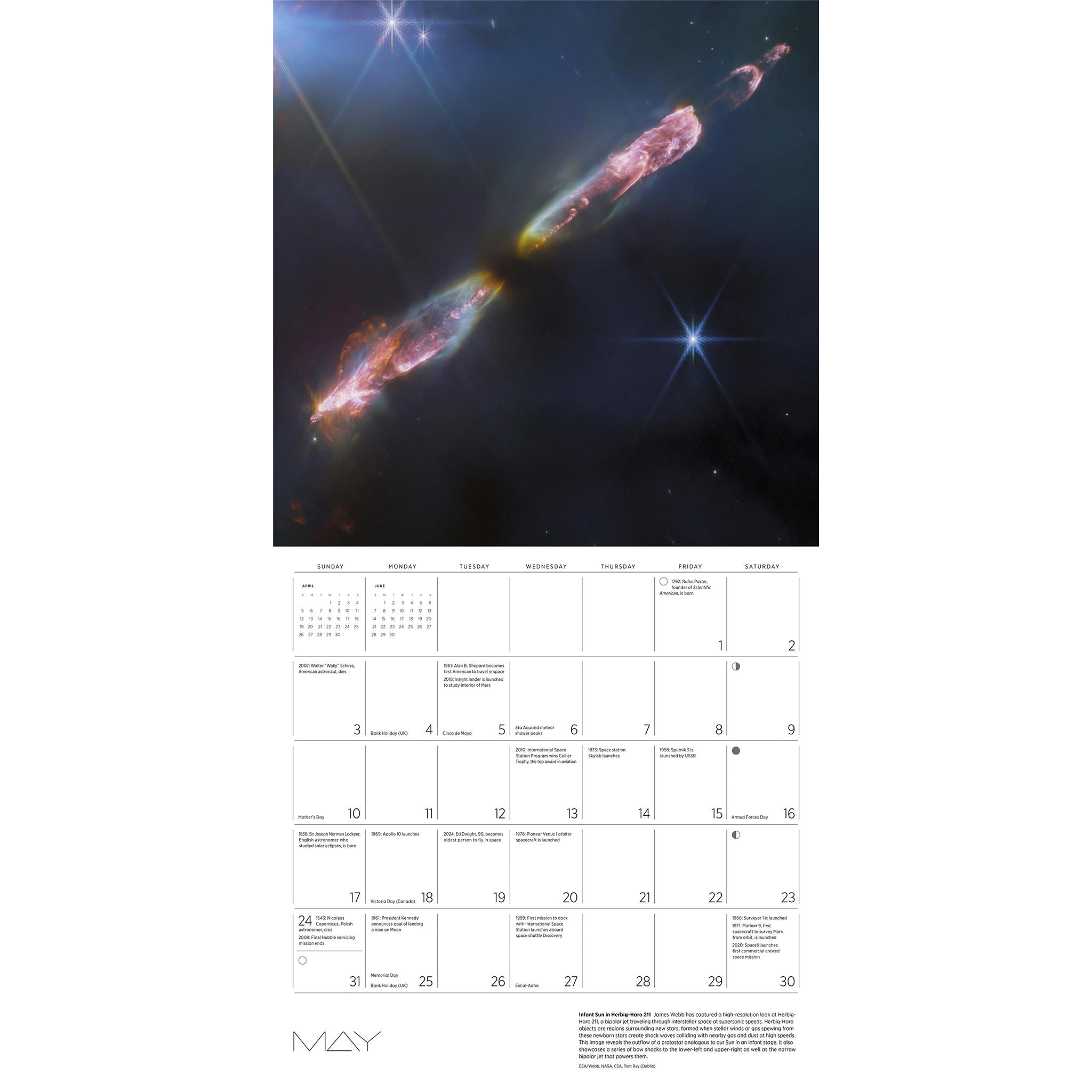 Calendrier mural édition spéciale de luxe Space Views 2026 avec impression