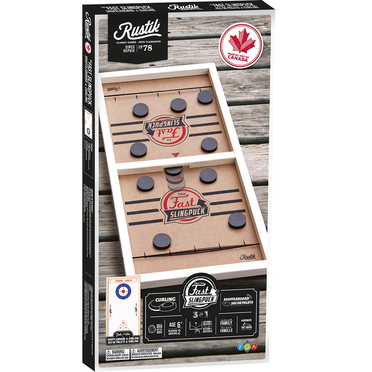 Slingpuck / Curling / Shuffleboard 3 In 1 Tabletop Game