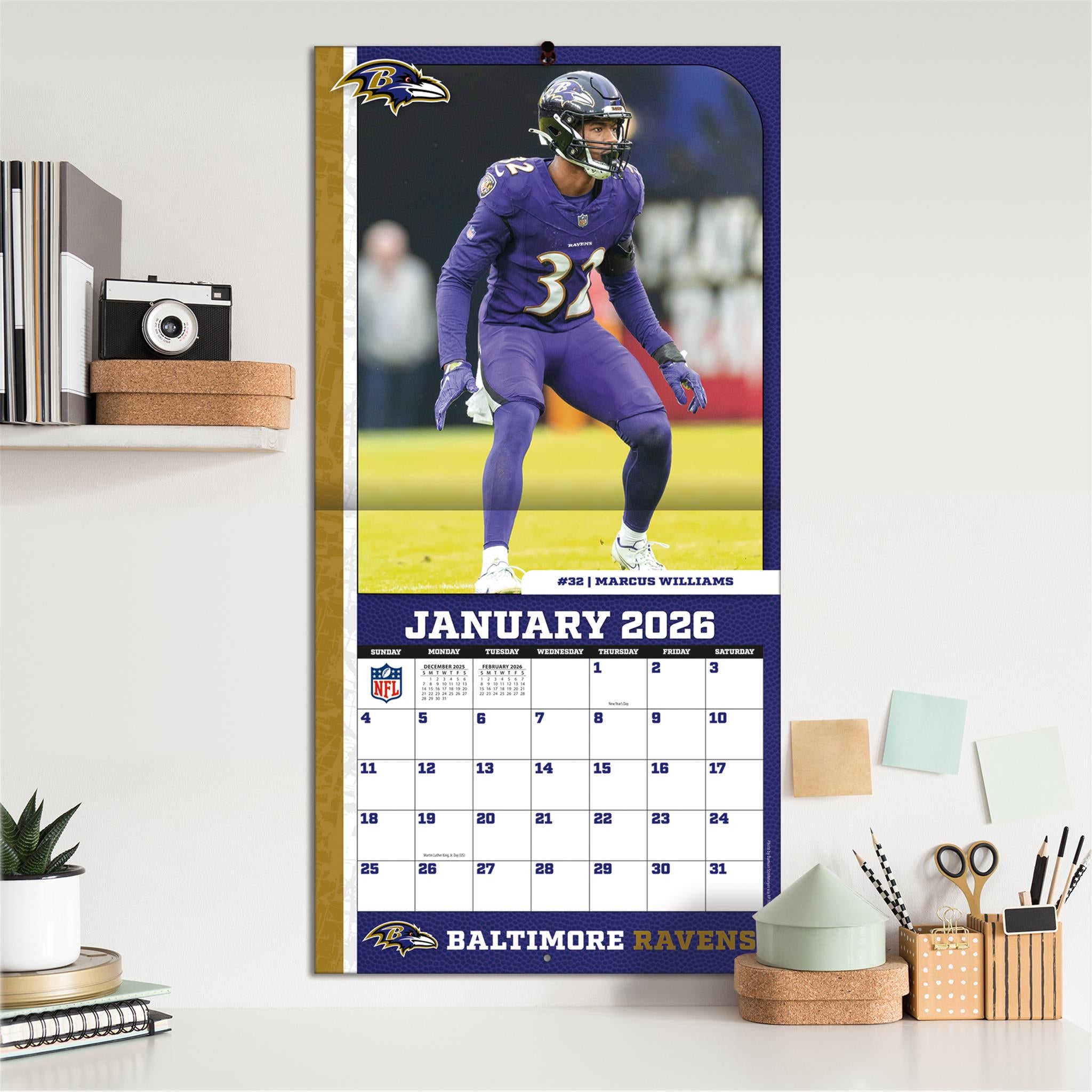 Calendrier mural NFL Baltimore Ravens 2026