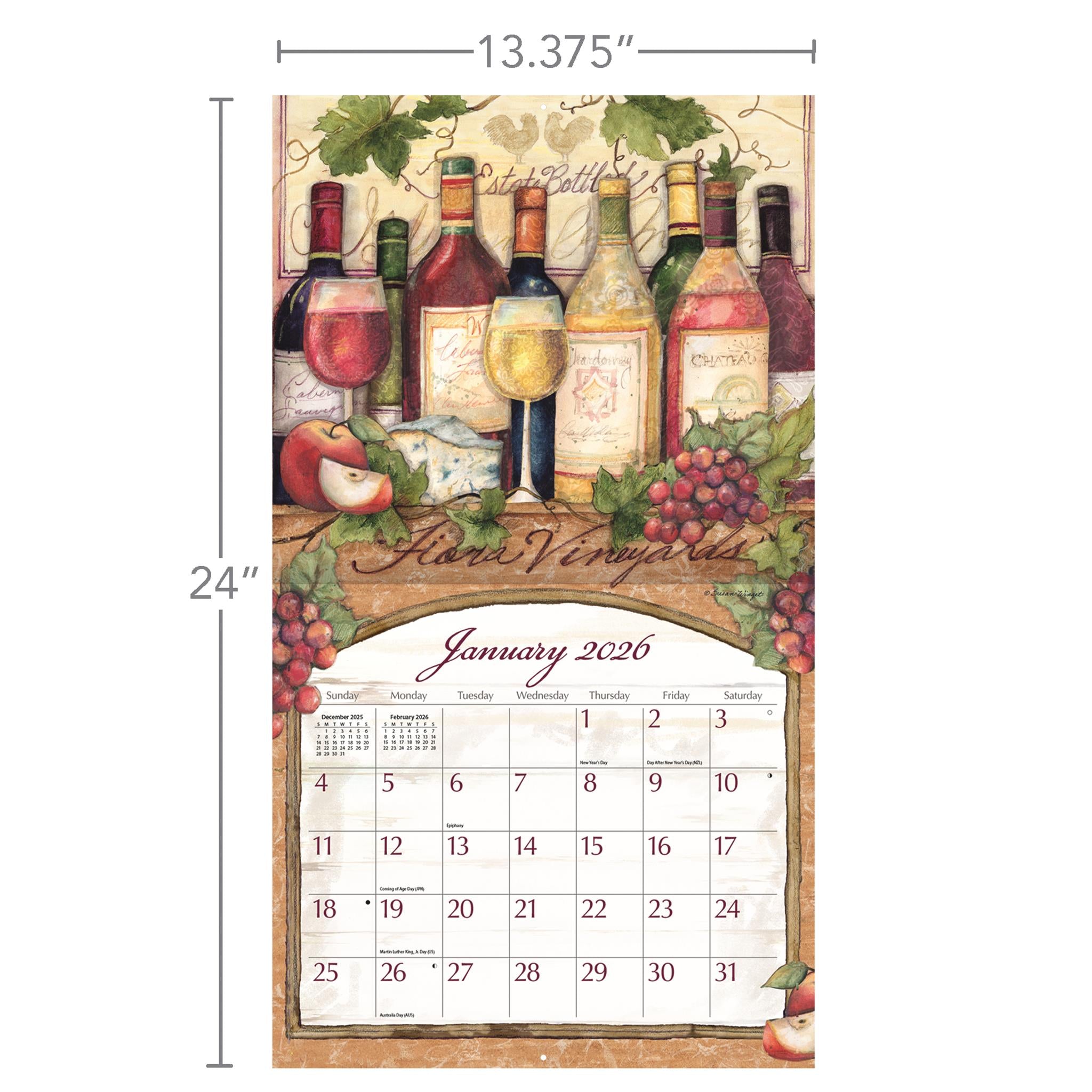 Wine Country 2026 Special Edition Wall Calendar with Print