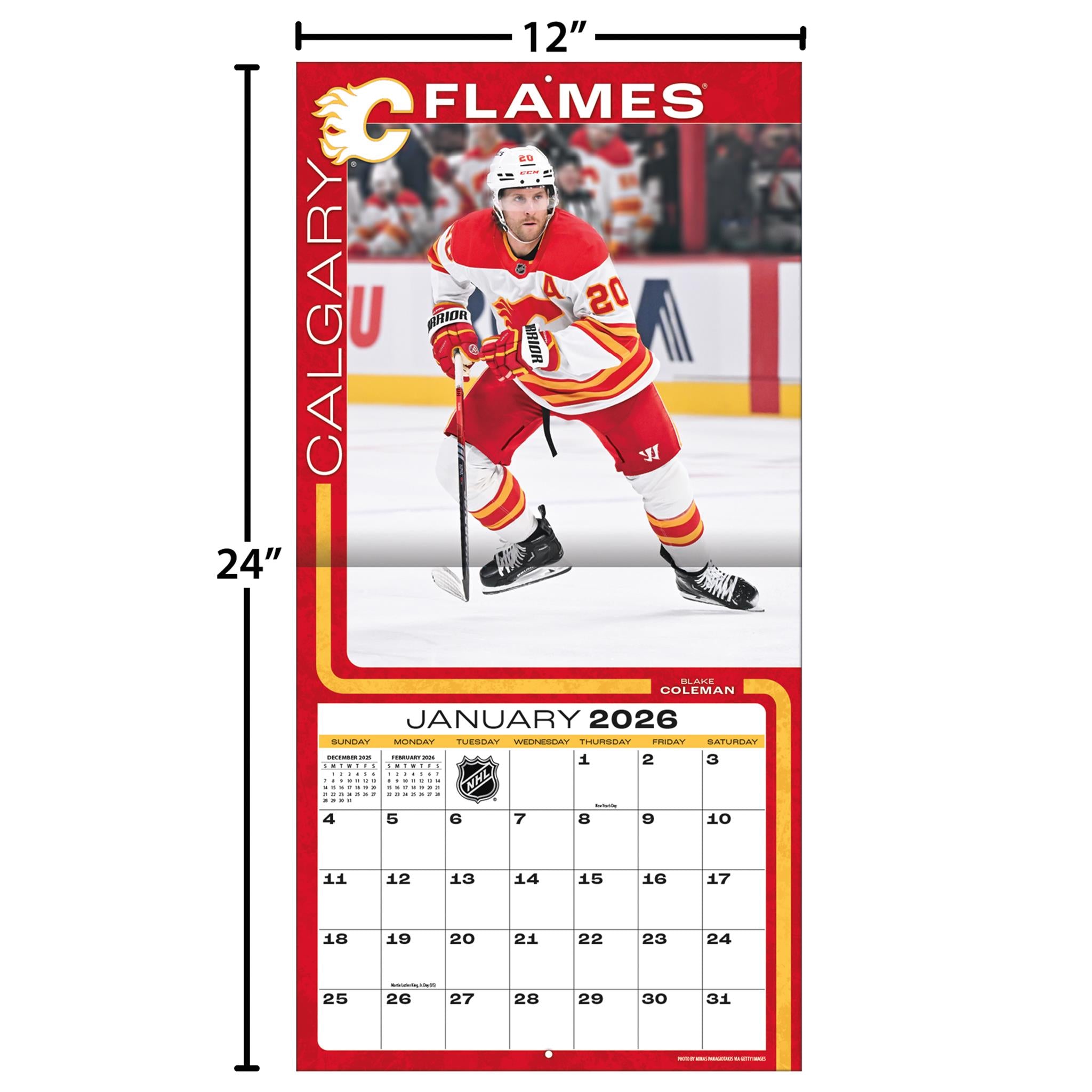 Calendrier mural 2026 des Flames de Calgary (LNH) - Disponible uniquement en ligne
