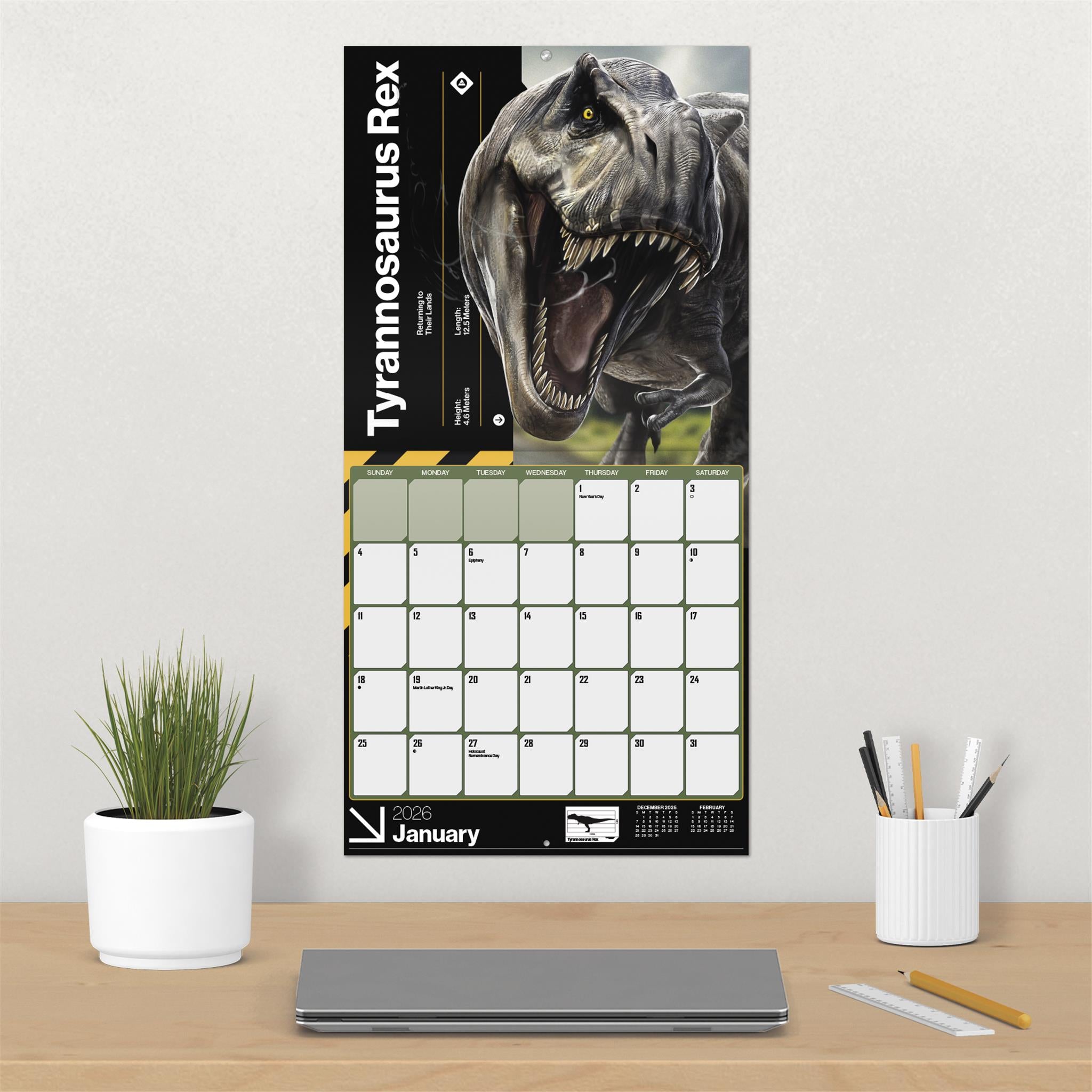 Jurassic World Wall 4 2026 Calendar