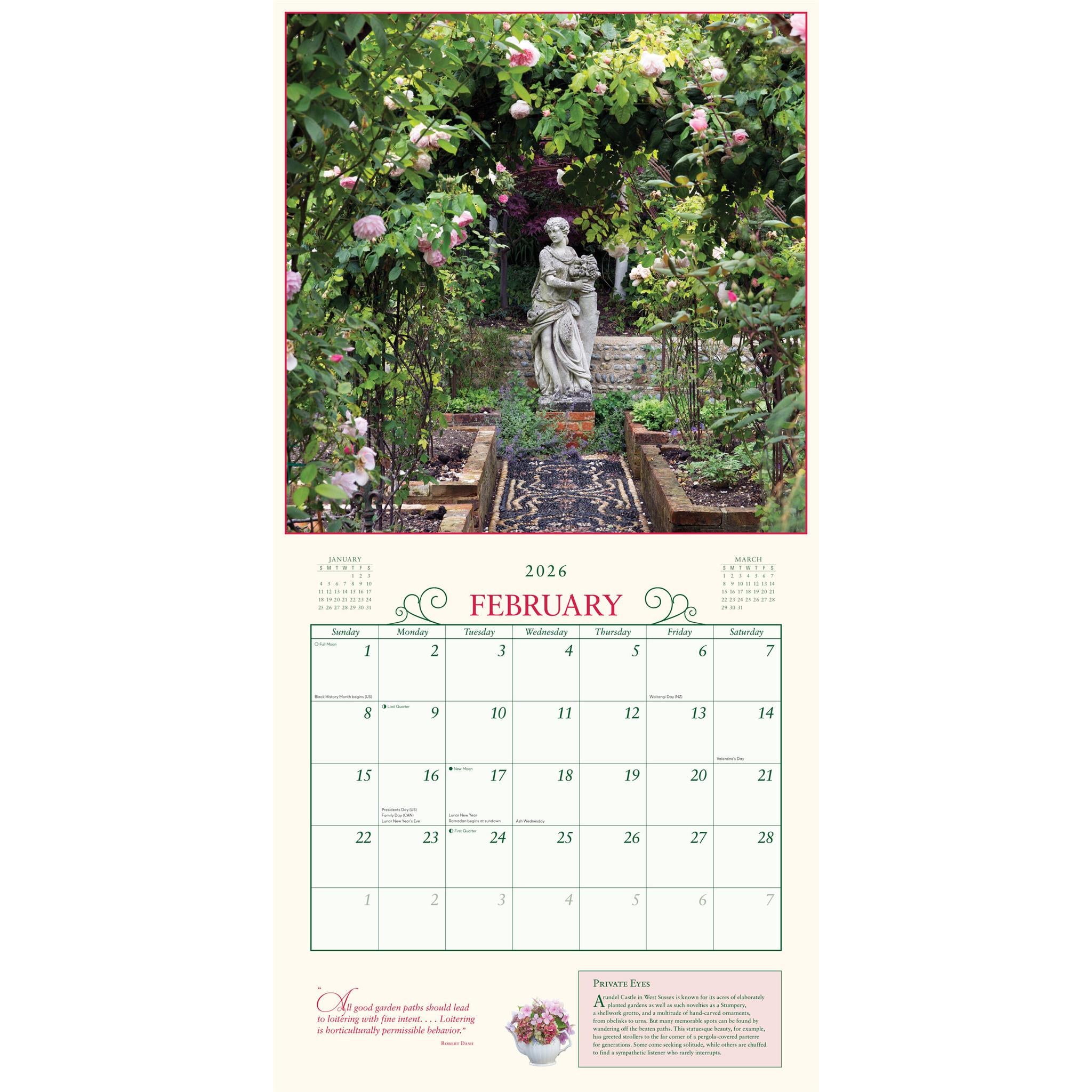 Calendrier mural Jardin secret 2026