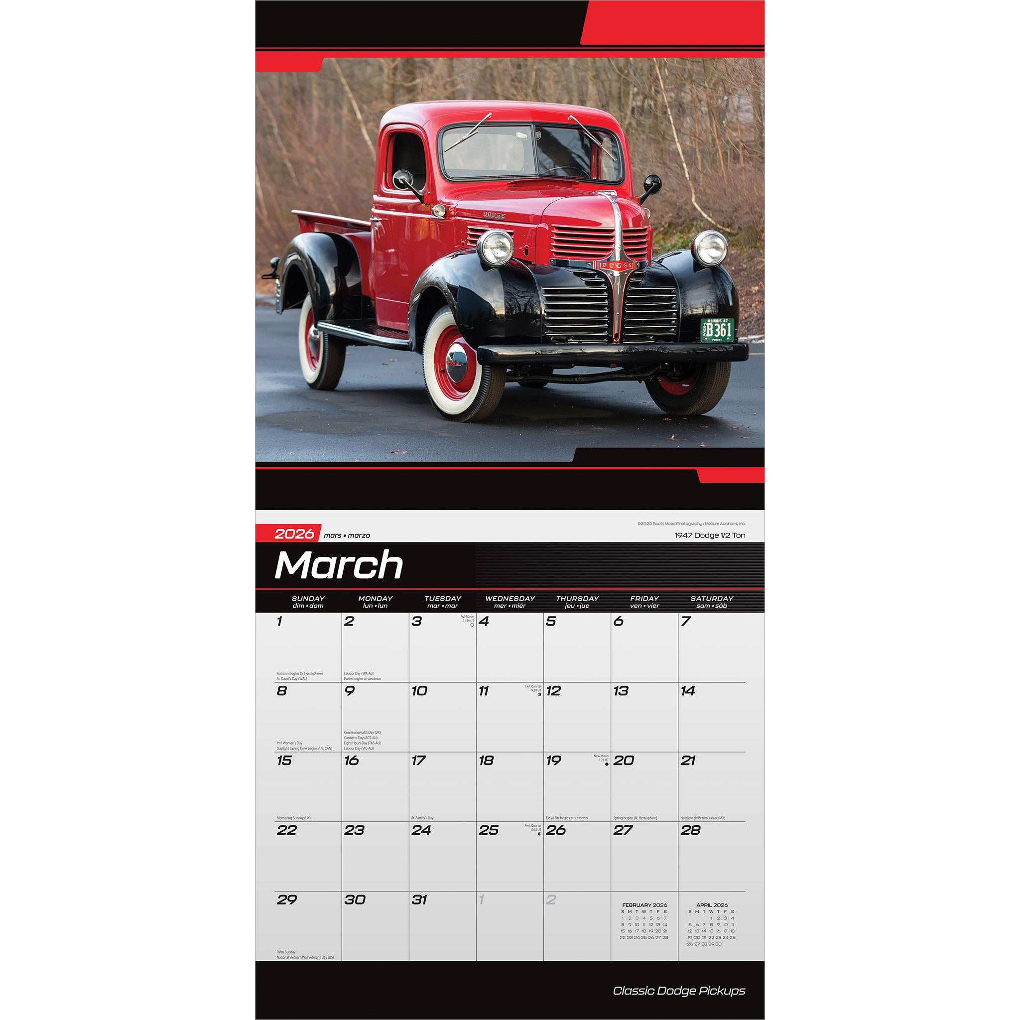 Classic Dodge Pickups 2026 Wall Calendar - Online Only
