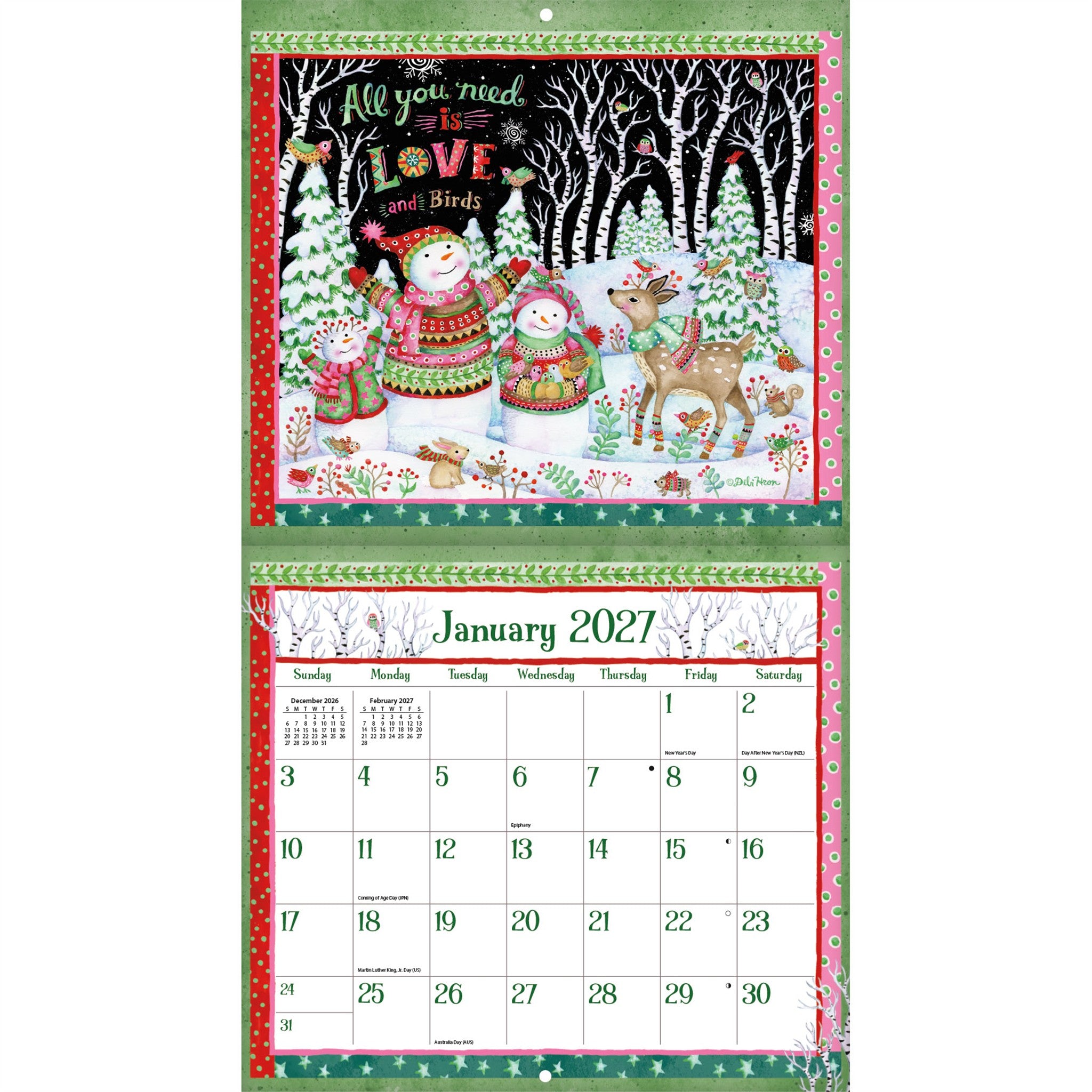 Calendrier mural 2027 Inspirations simples