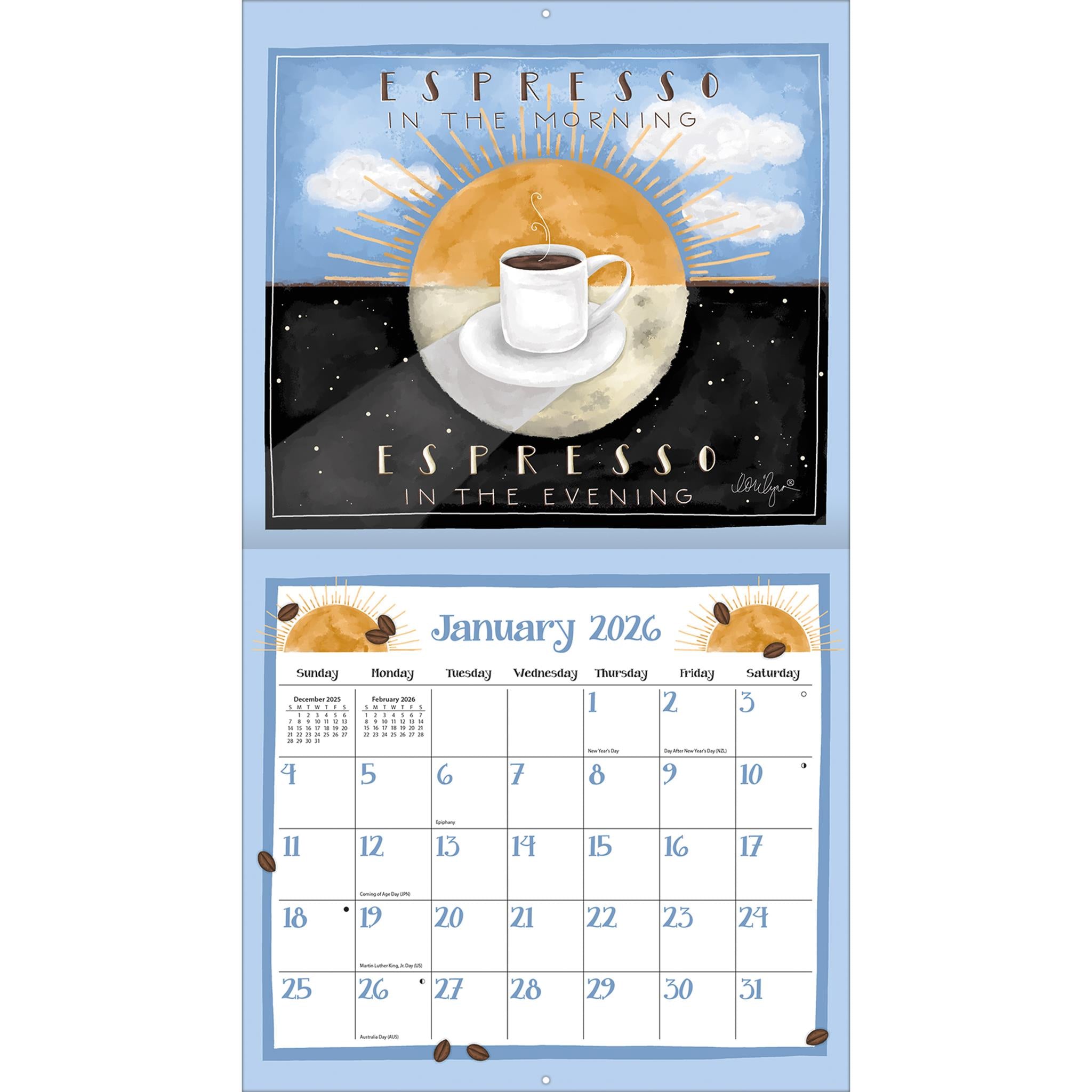 Calendrier mural de luxe Café 2026 - Disponible uniquement en ligne