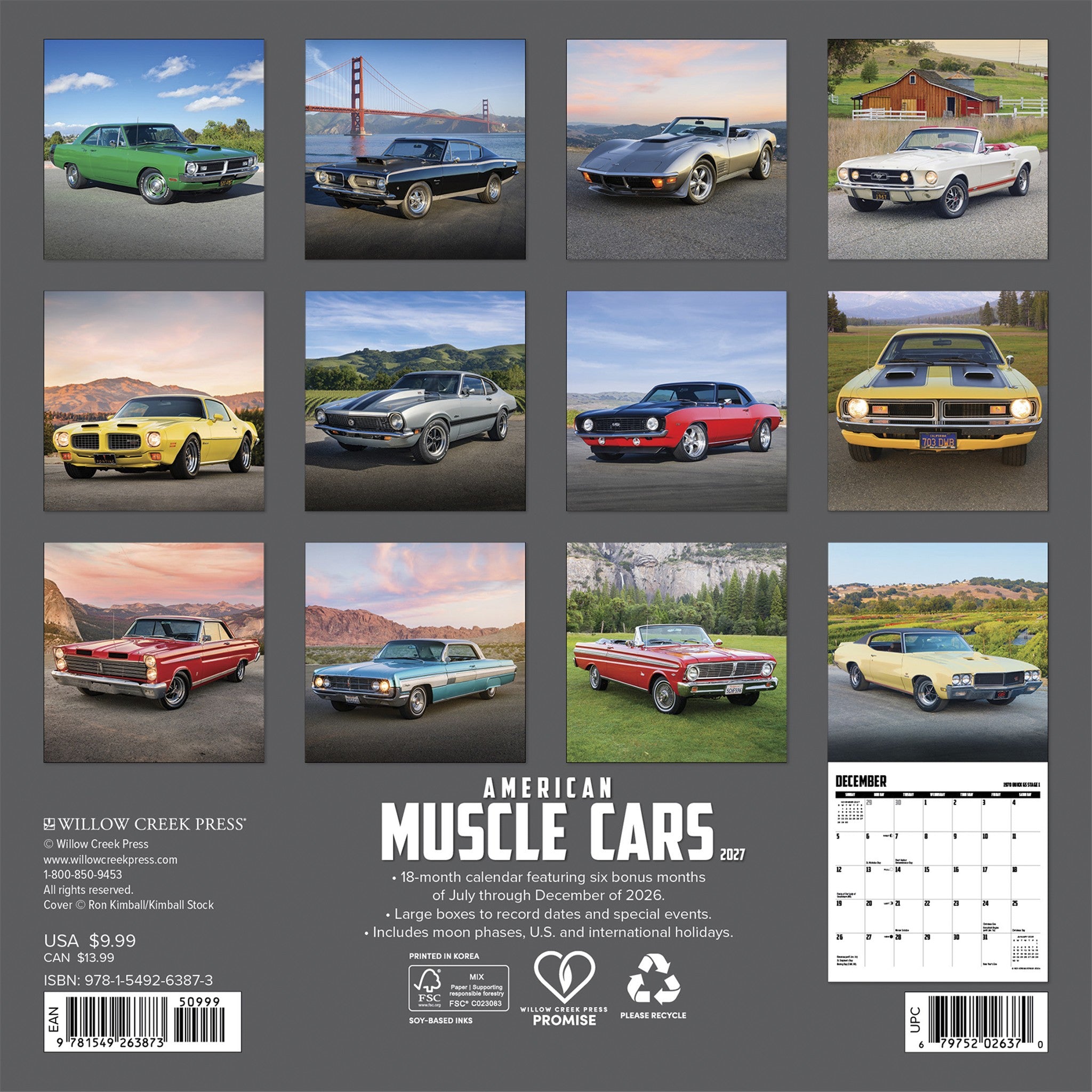 American Muscle Cars 2027 Mini Calendar