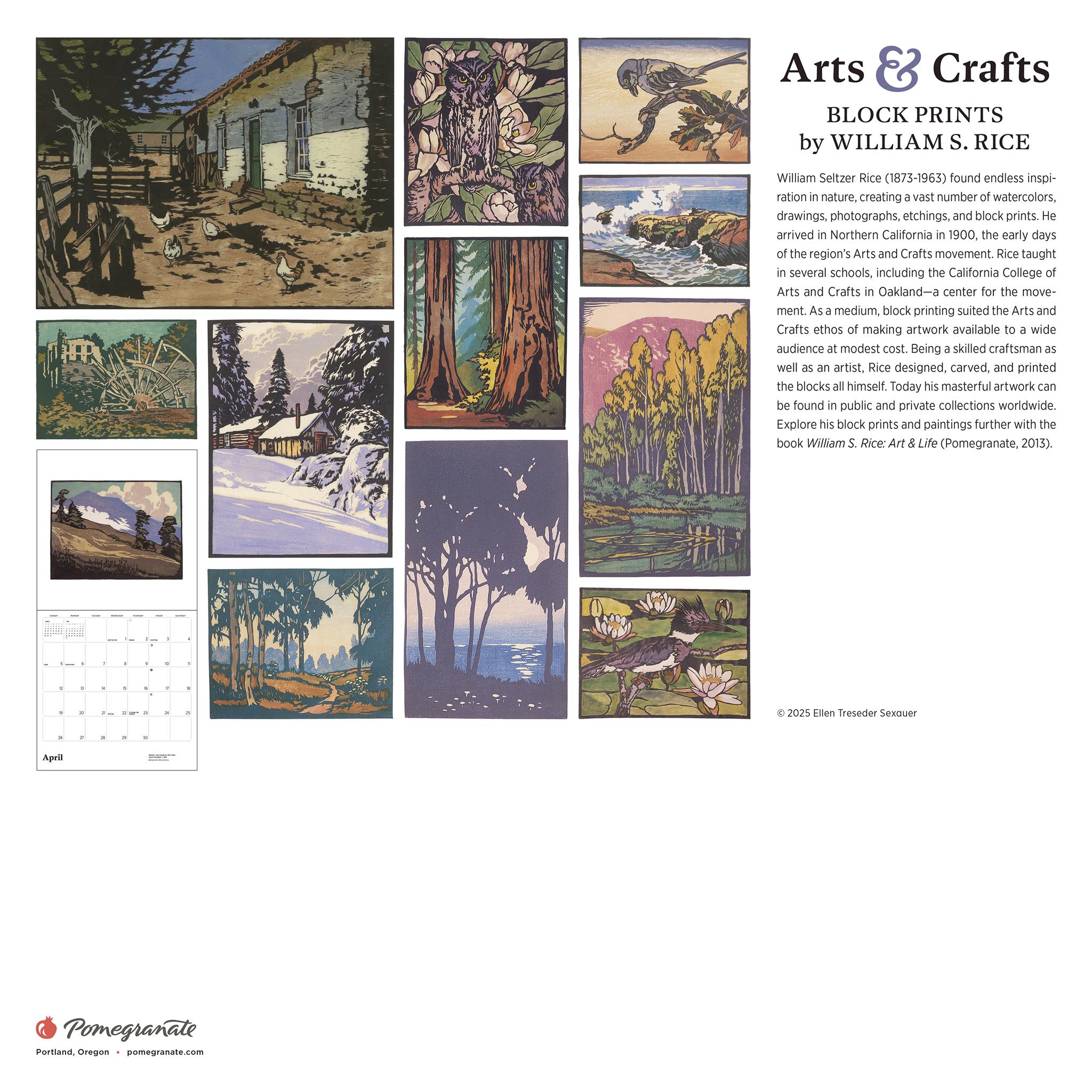 Calendrier mural 2026 d'estampes artisanales - Disponible uniquement en ligne