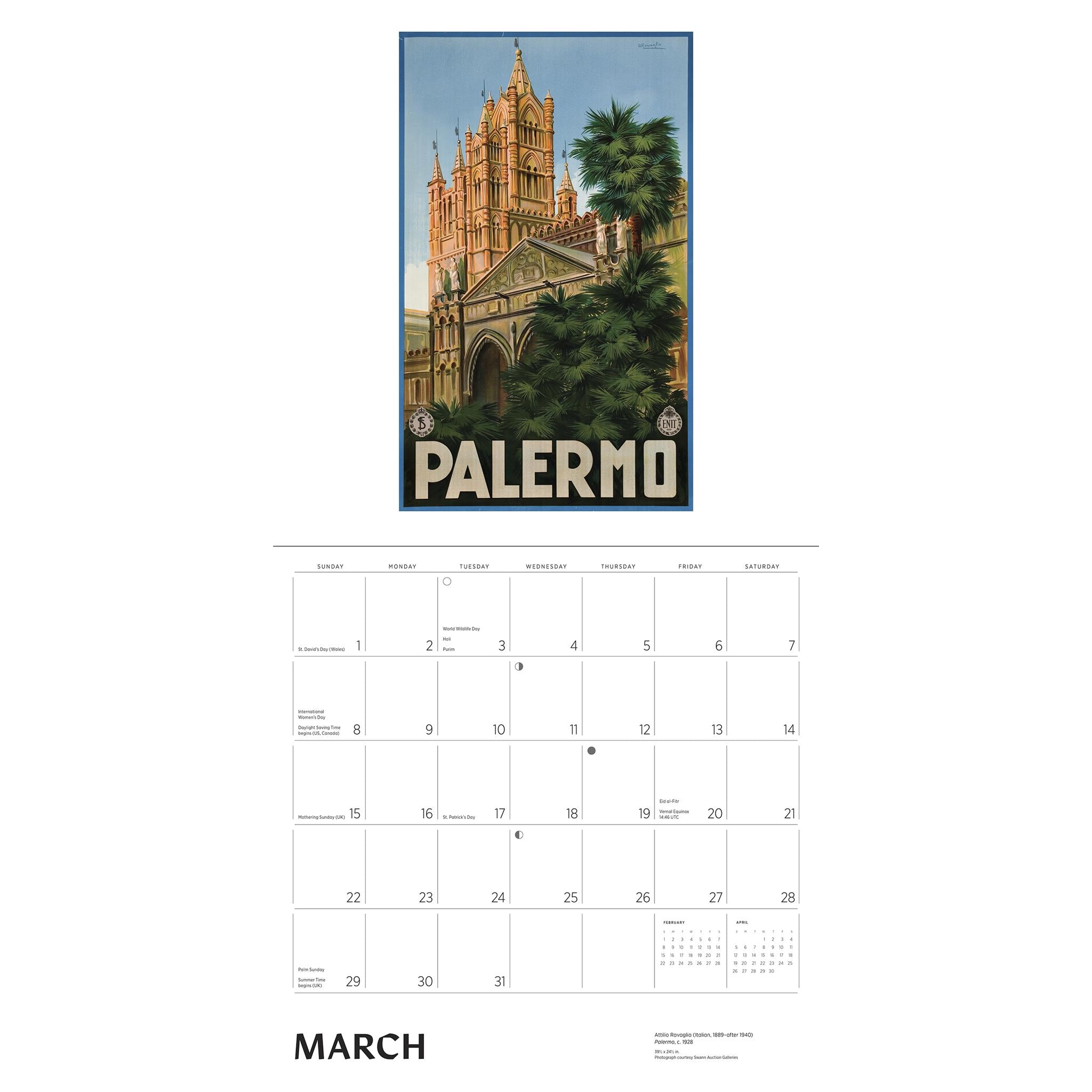 Calendrier mural 2026 d'affiches de voyage vintage d'Italie - Disponible uniquement en ligne