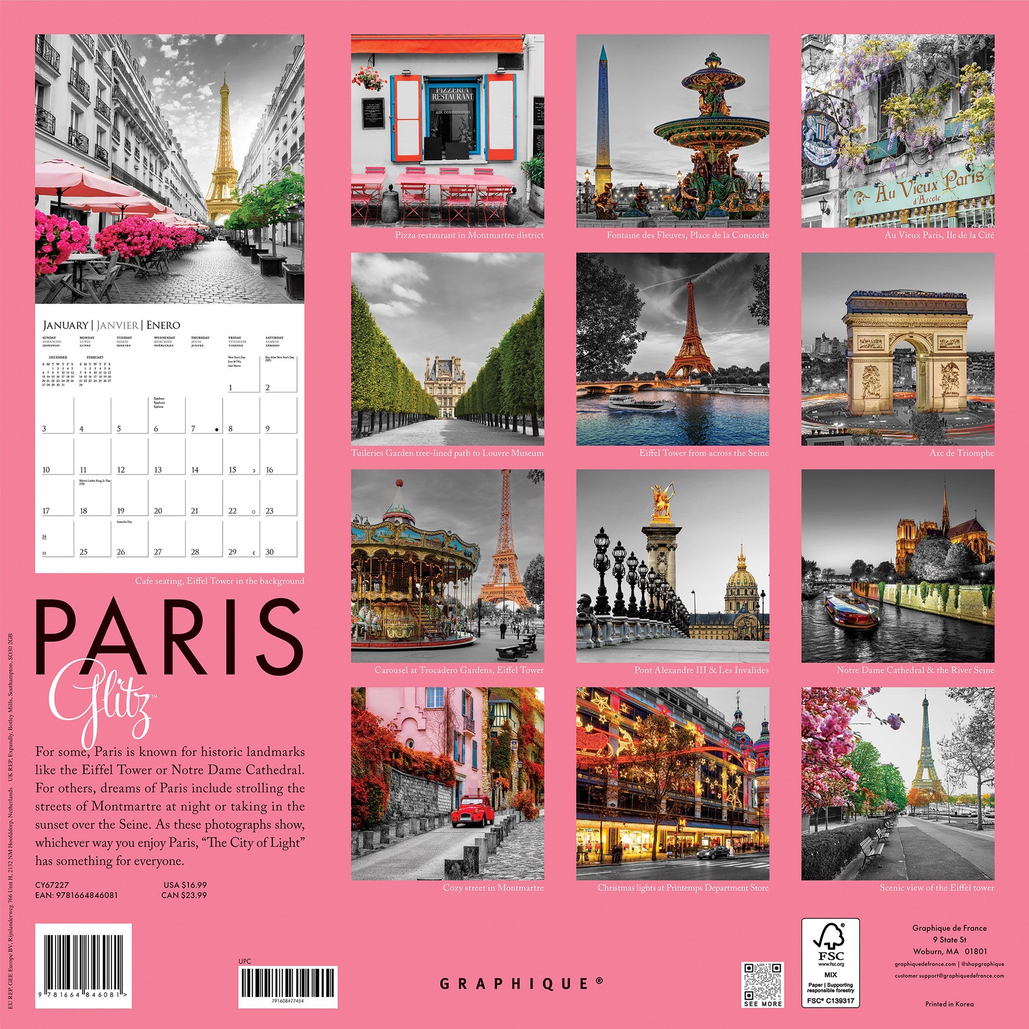 Paris Glitz 2027 Wall Calendar